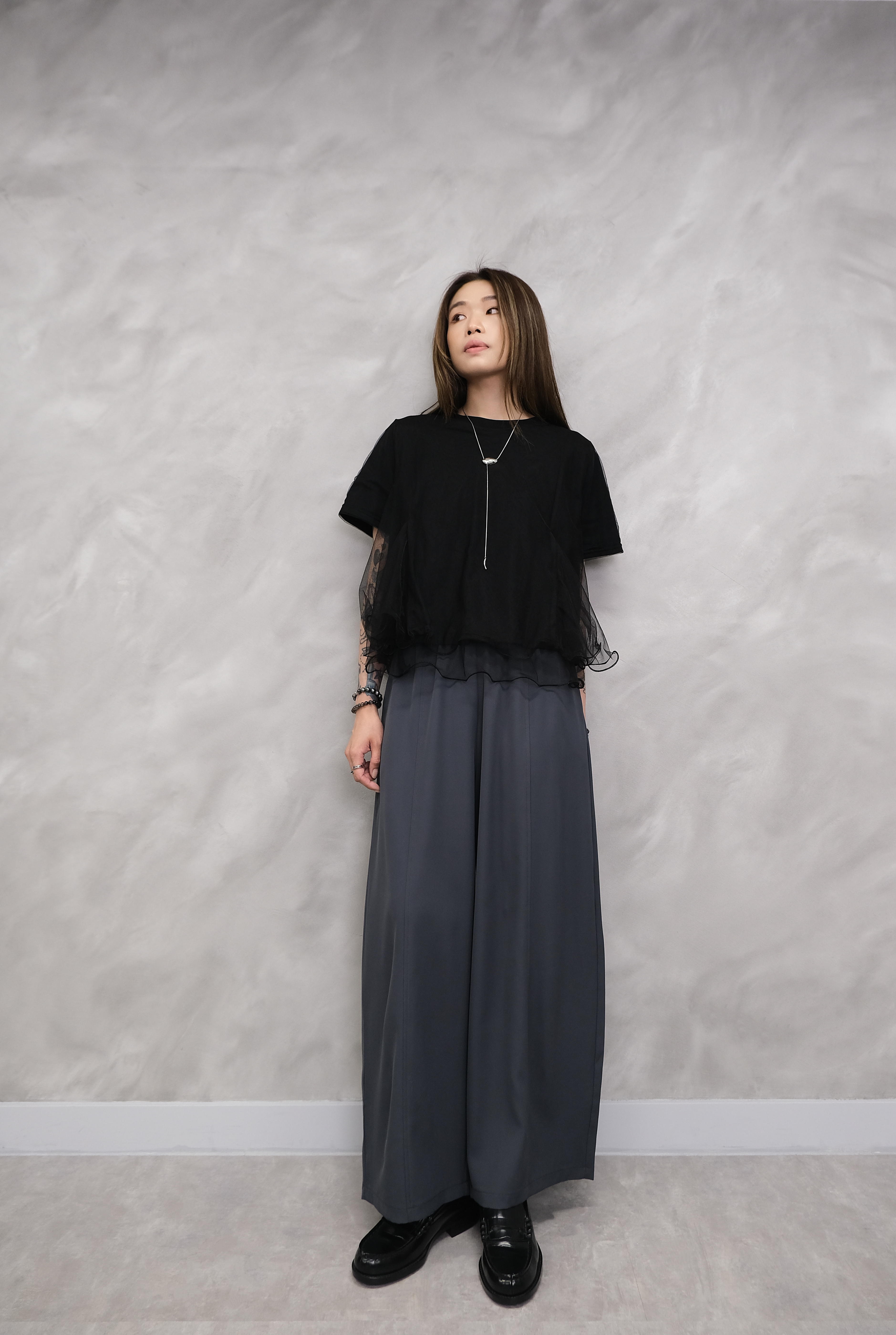 Organza layered ruffle top #top147
