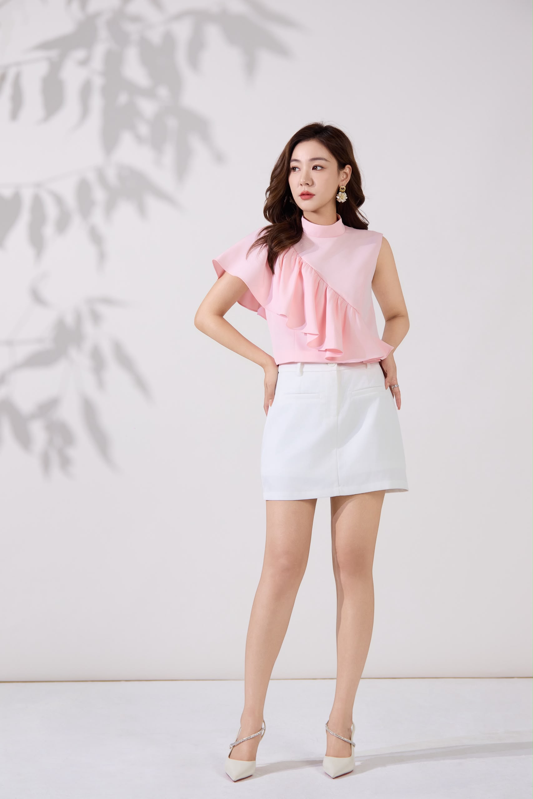 10141350 Celeste Asymmetrical Ruffle Blouse