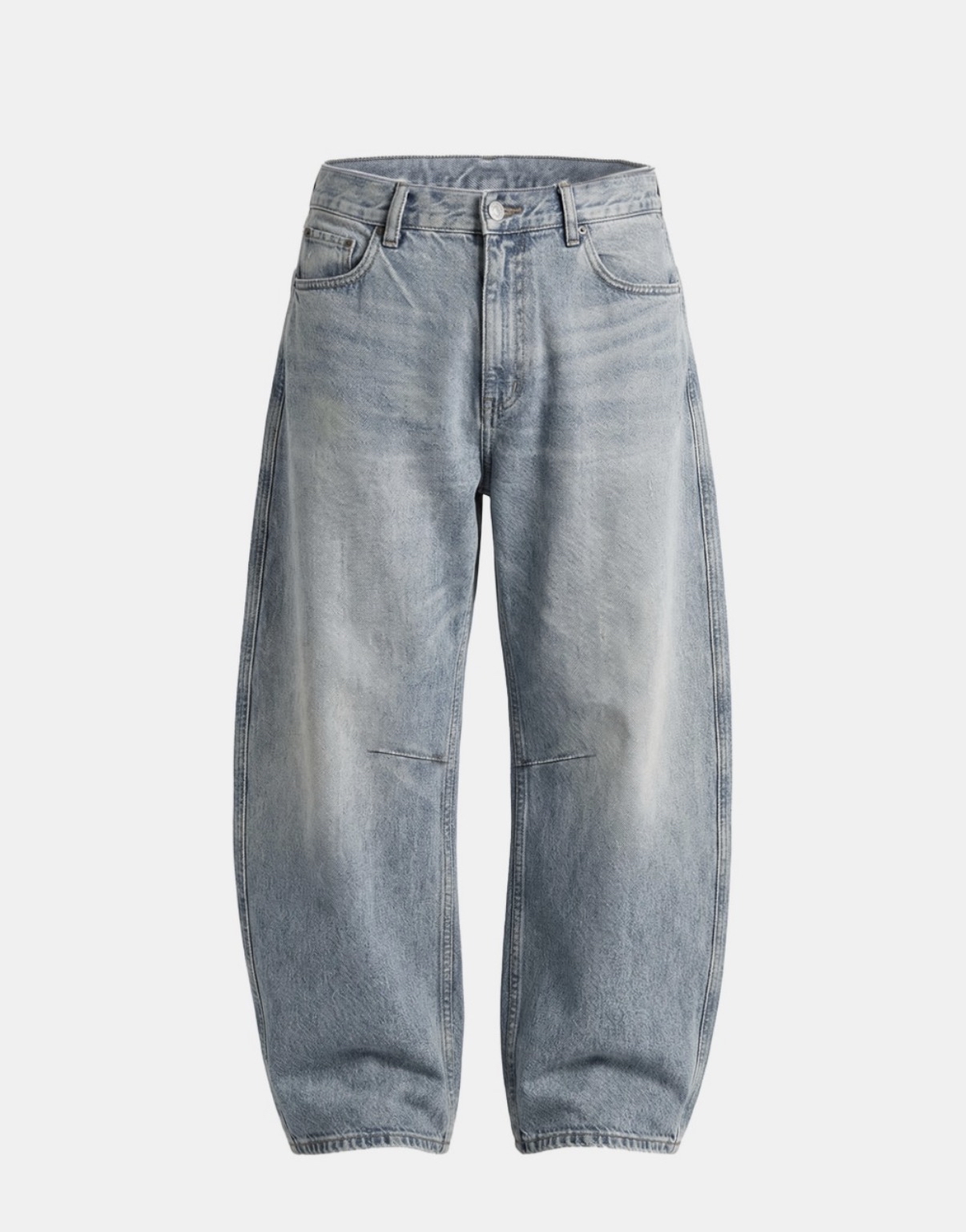 BADBLOOD新款 [w-pts26-097] 0521 Cinch-Back Semi Curved Pants - Light Blue Denim