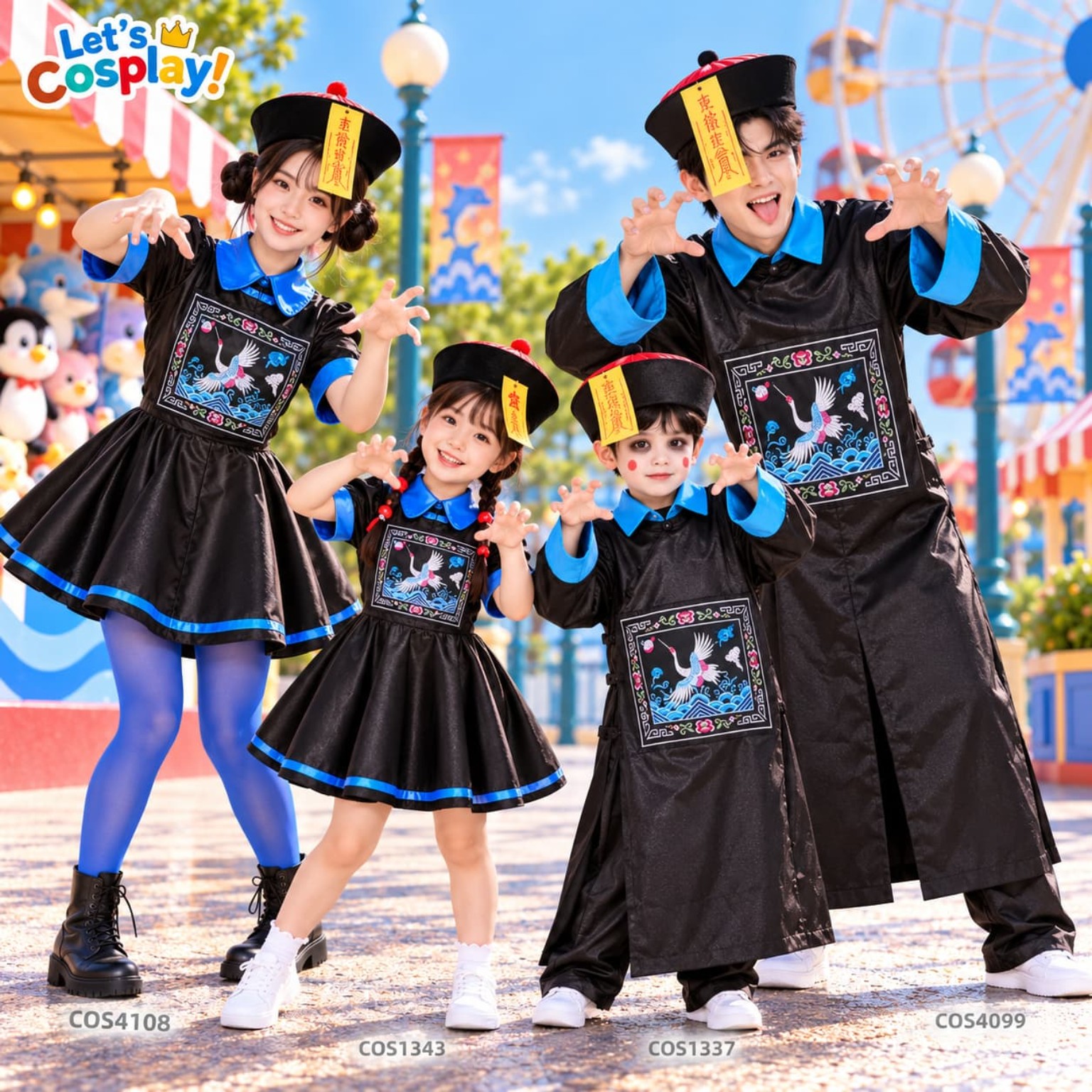女成人中國殭屍萬聖節服裝｜中式殭屍連身裙符咒帽 Costume Halloween 情侶親子扮裝