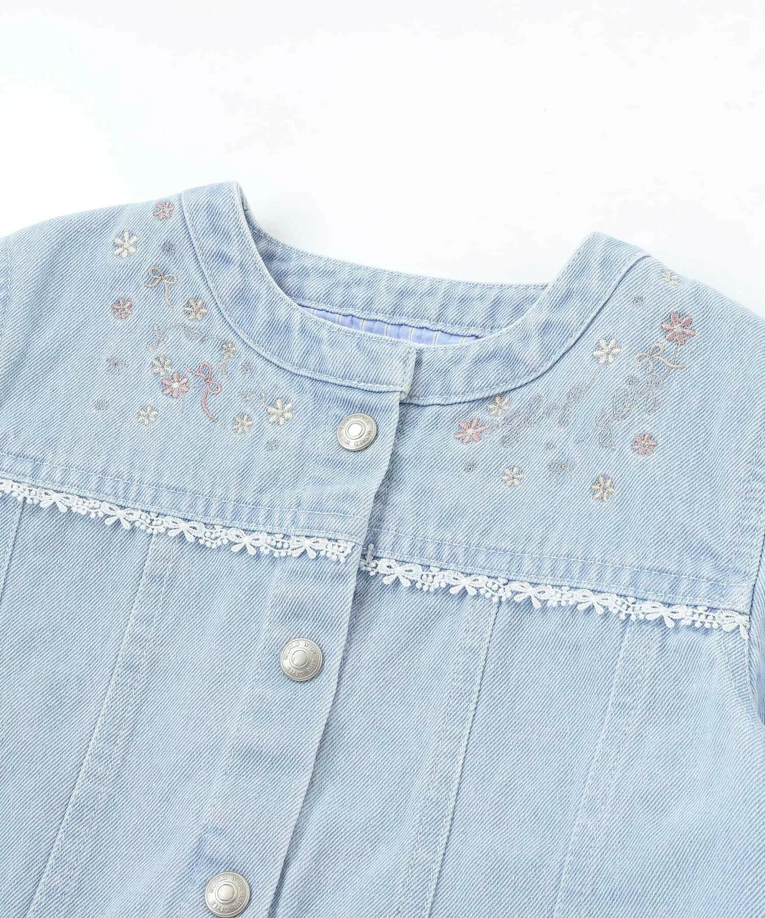 🆕【⭐訂購⭐】🌀 🇯🇵 日本直送 緞帶蕾絲刺繡 荷葉邊袖 #牛仔褸［2款選］🌀 [ELCA-0157]