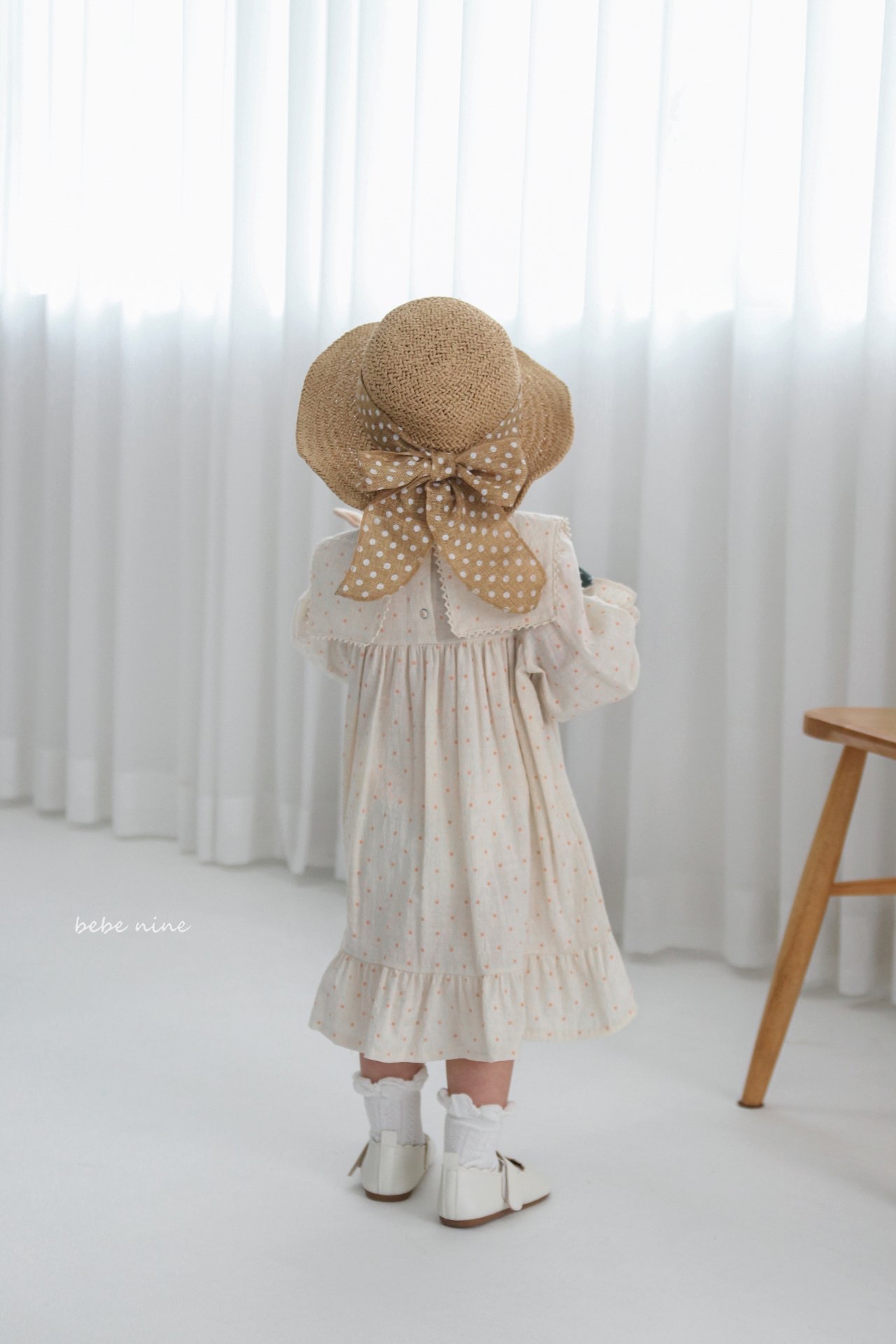 🌸預訂 韓國直送🌸🇰🇷Bebenine兩色方領波點荷葉邊長袖連身裙