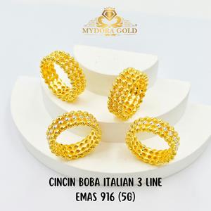 MYDORA Cincin Boba Italian 3 Line (5G) l EMAS 916/22K
