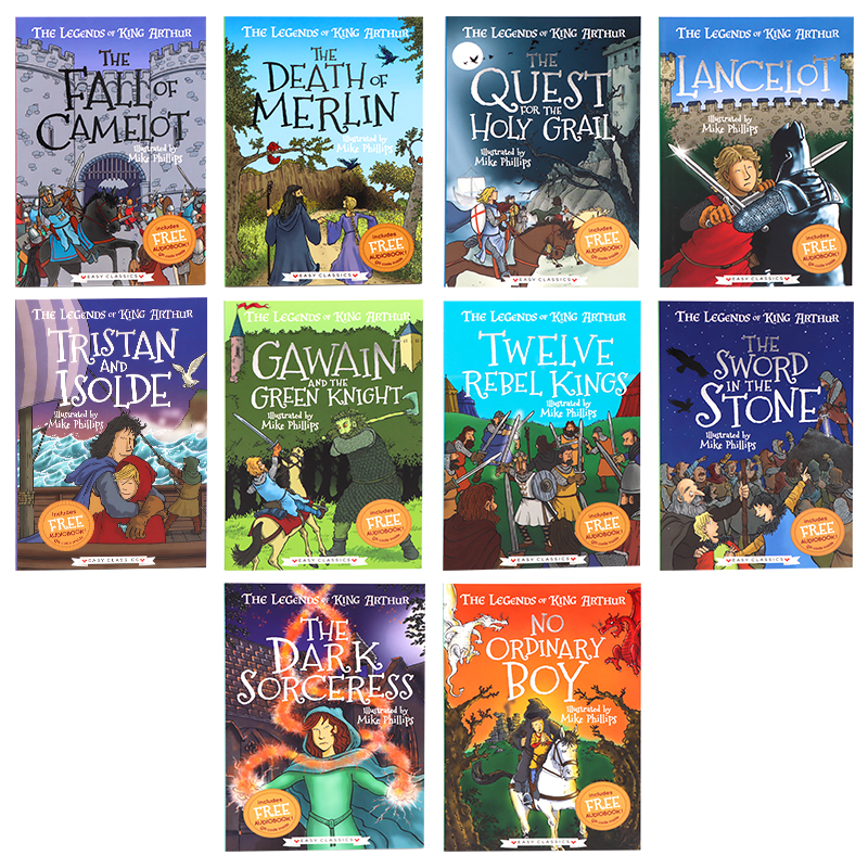 The Legends Of King Arthur 亞瑟王傳說 10 books Merlin, Magic And Dragons 梅​林魔法與龍 Easy Classics