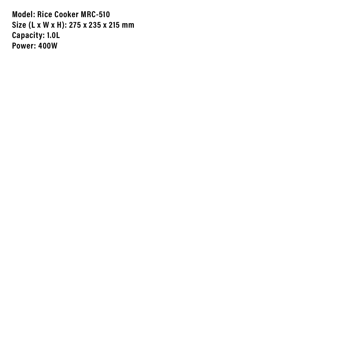 Milux 1.0L Conventional Rice Cooker (MRC-510)