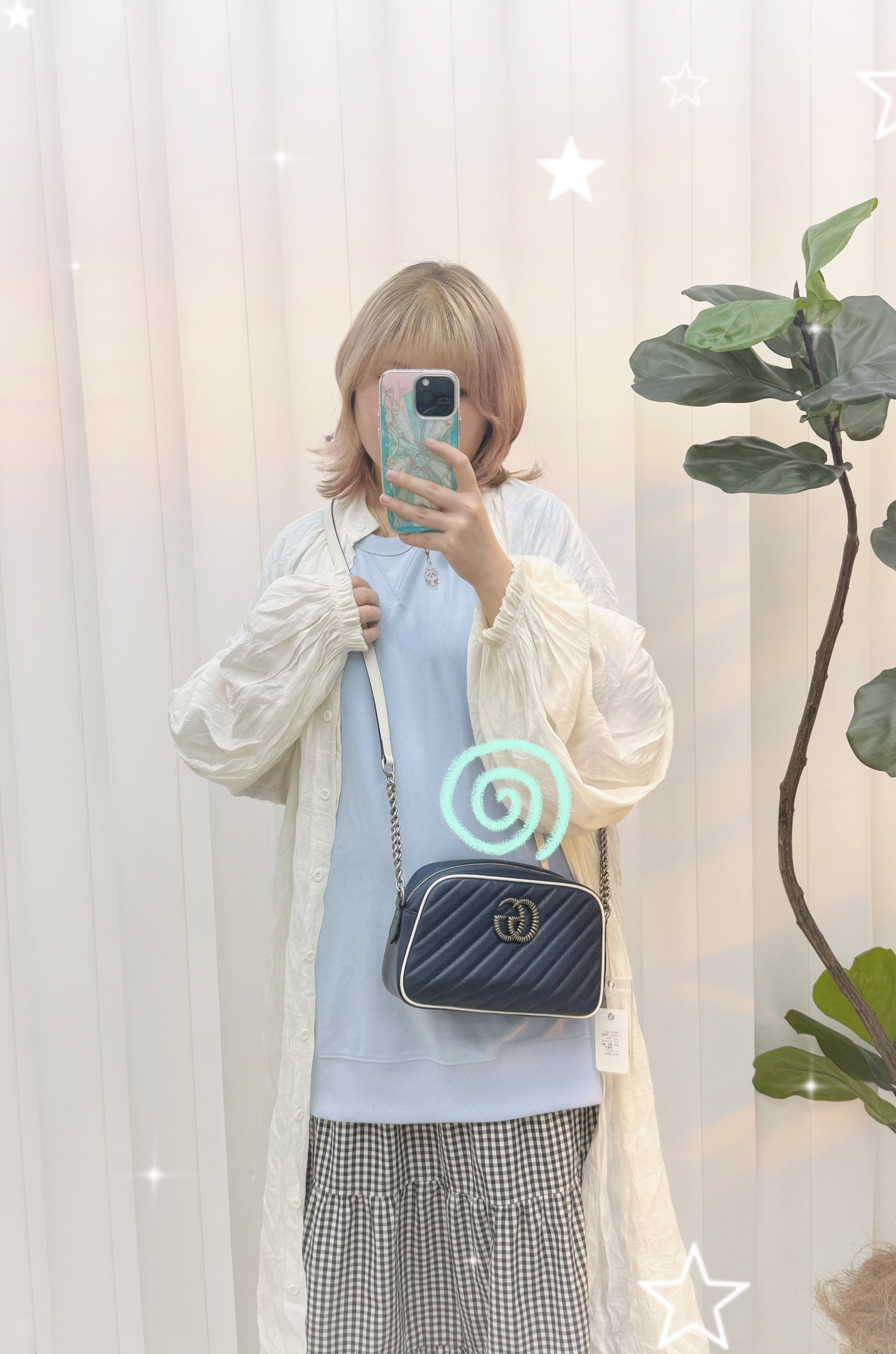 GUCCI 閑置品💫Classic Blue Marmont 銀扣相機包 24cm💙