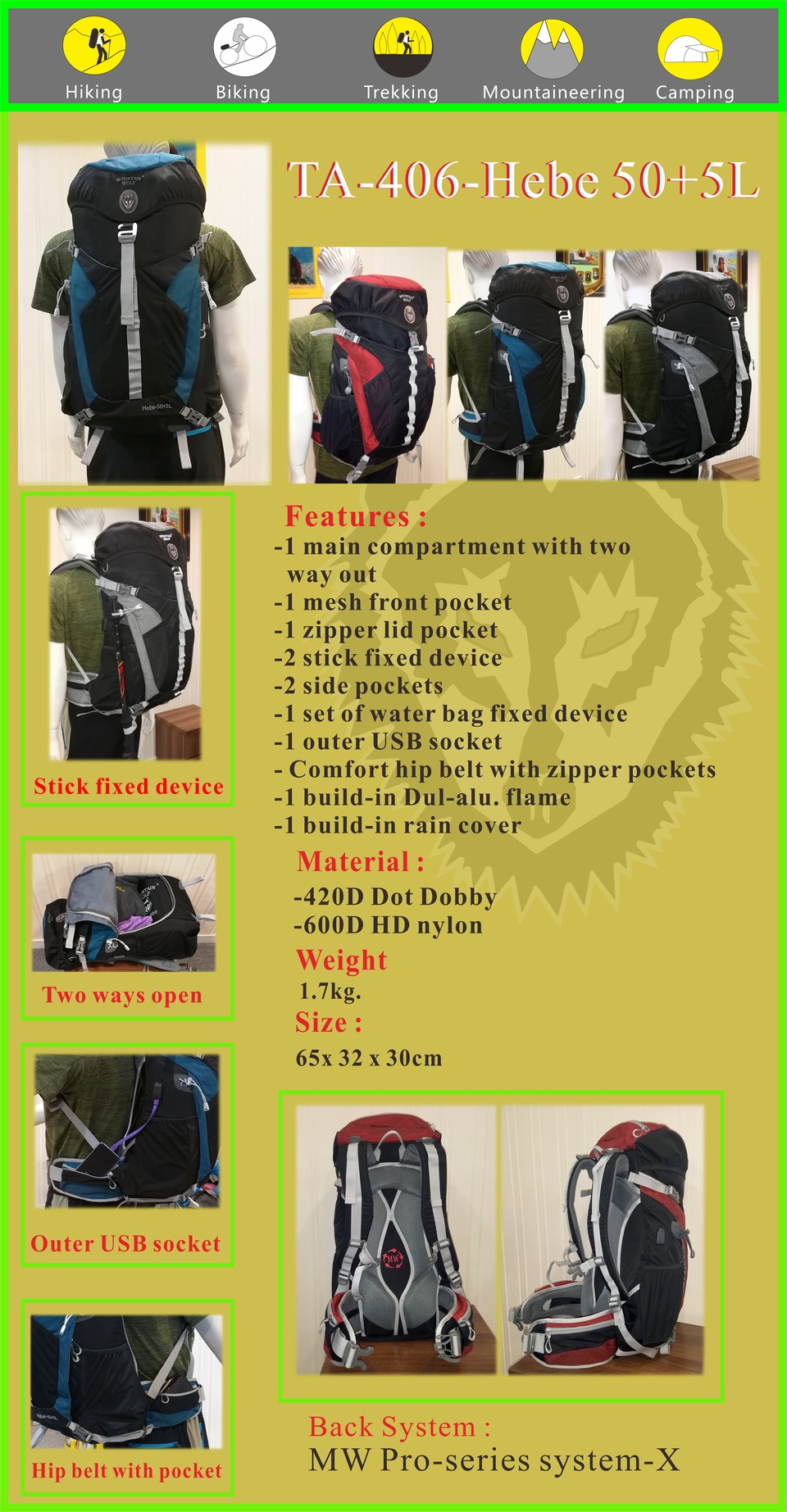 Mountain Wolf Hebe 50L+8L TA406X