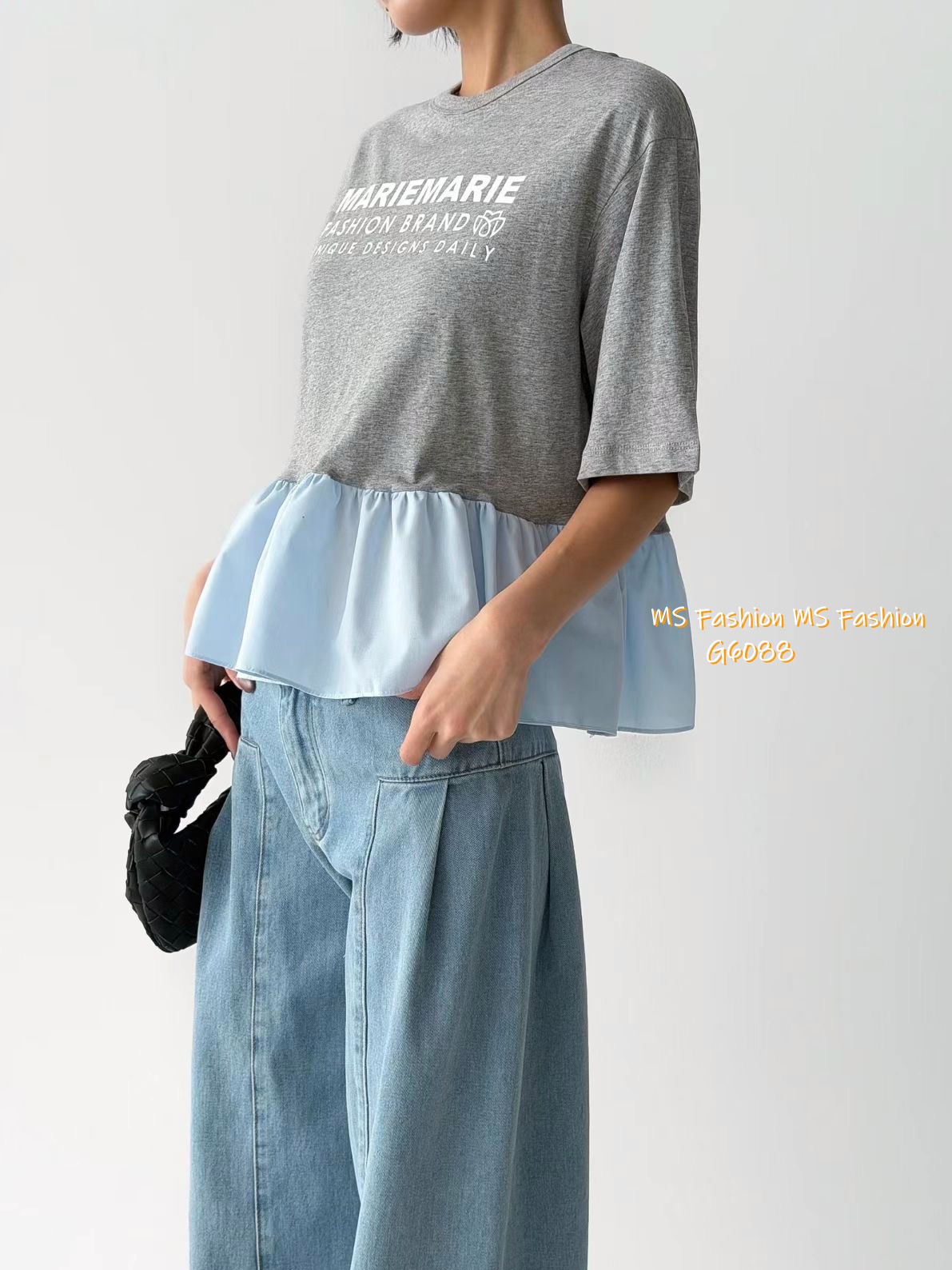 G6088 韓國🇰🇷型格字母拼布top