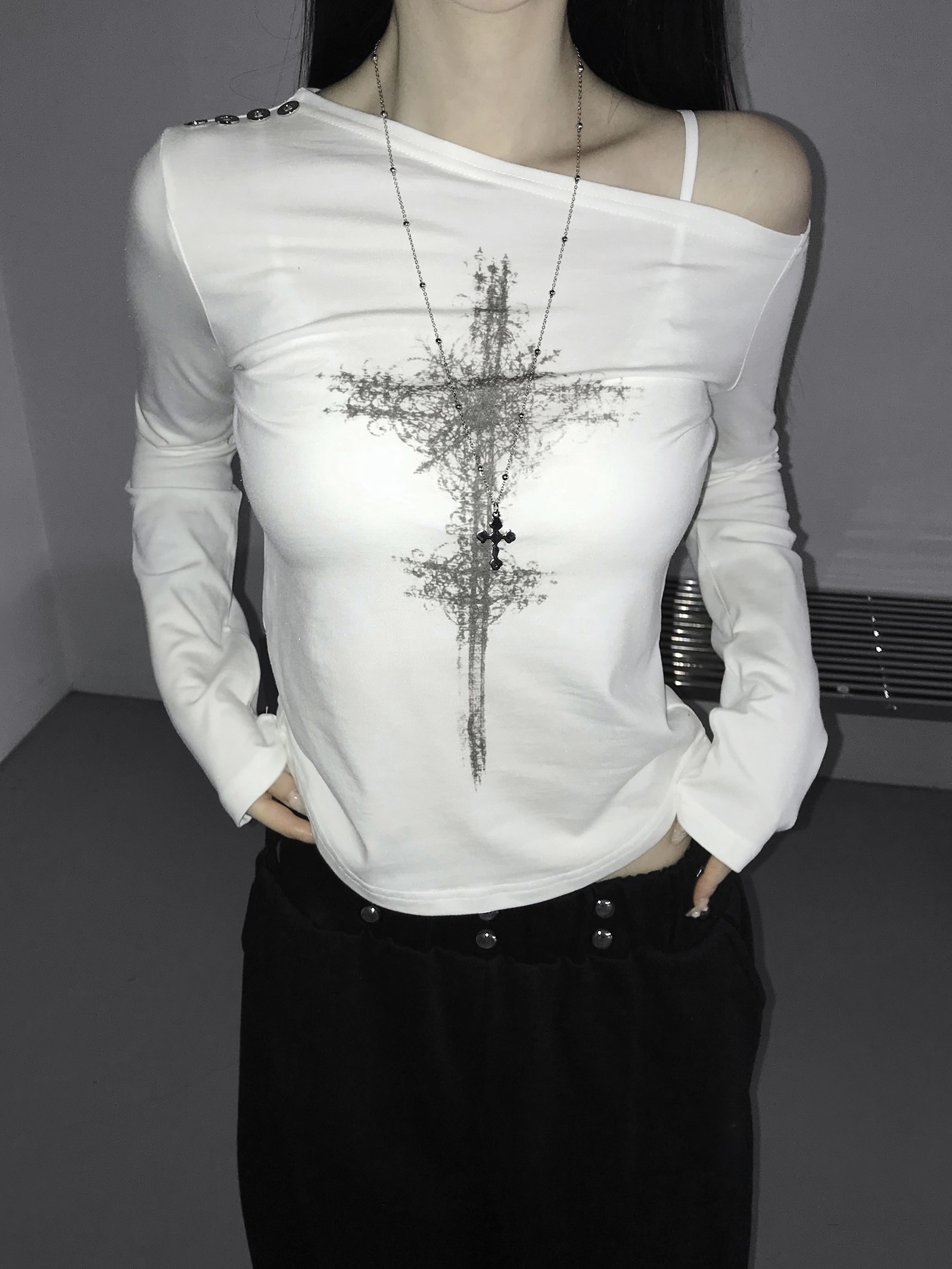 Asymmetric Gothic Cross Long Sleeve