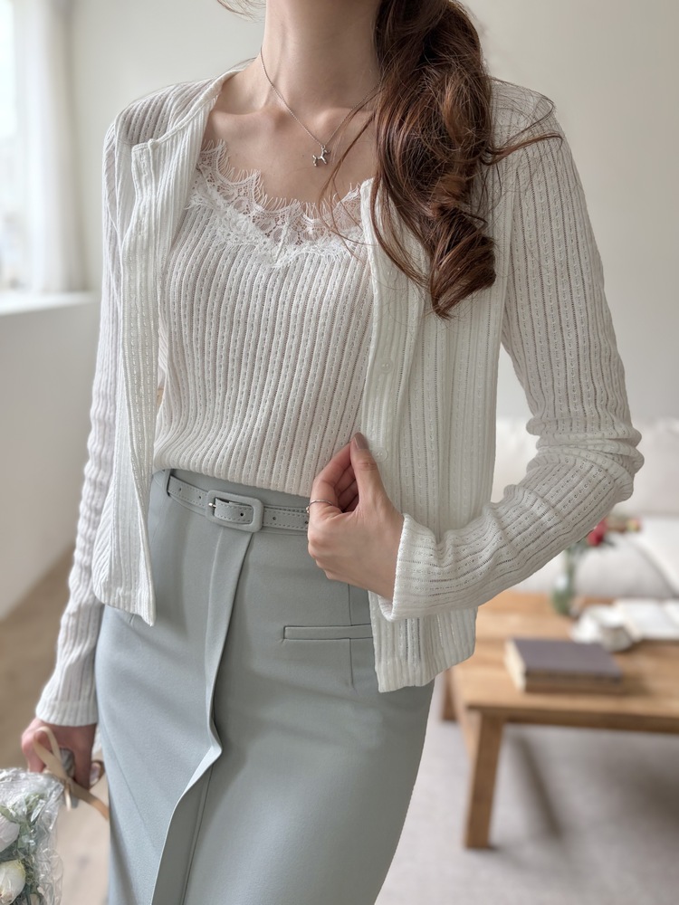 [假兩件] Lumiere Lace Layered Top (White)