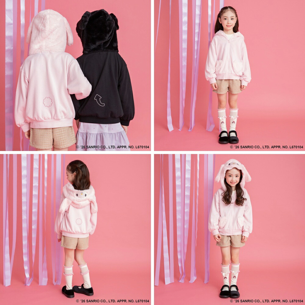 🆕【⭐訂購⭐】 🇯🇵日本直送 🌀#Melody / #Kuromi 造型連帽絨毛外套🌀 [ELJA-0288][261130]