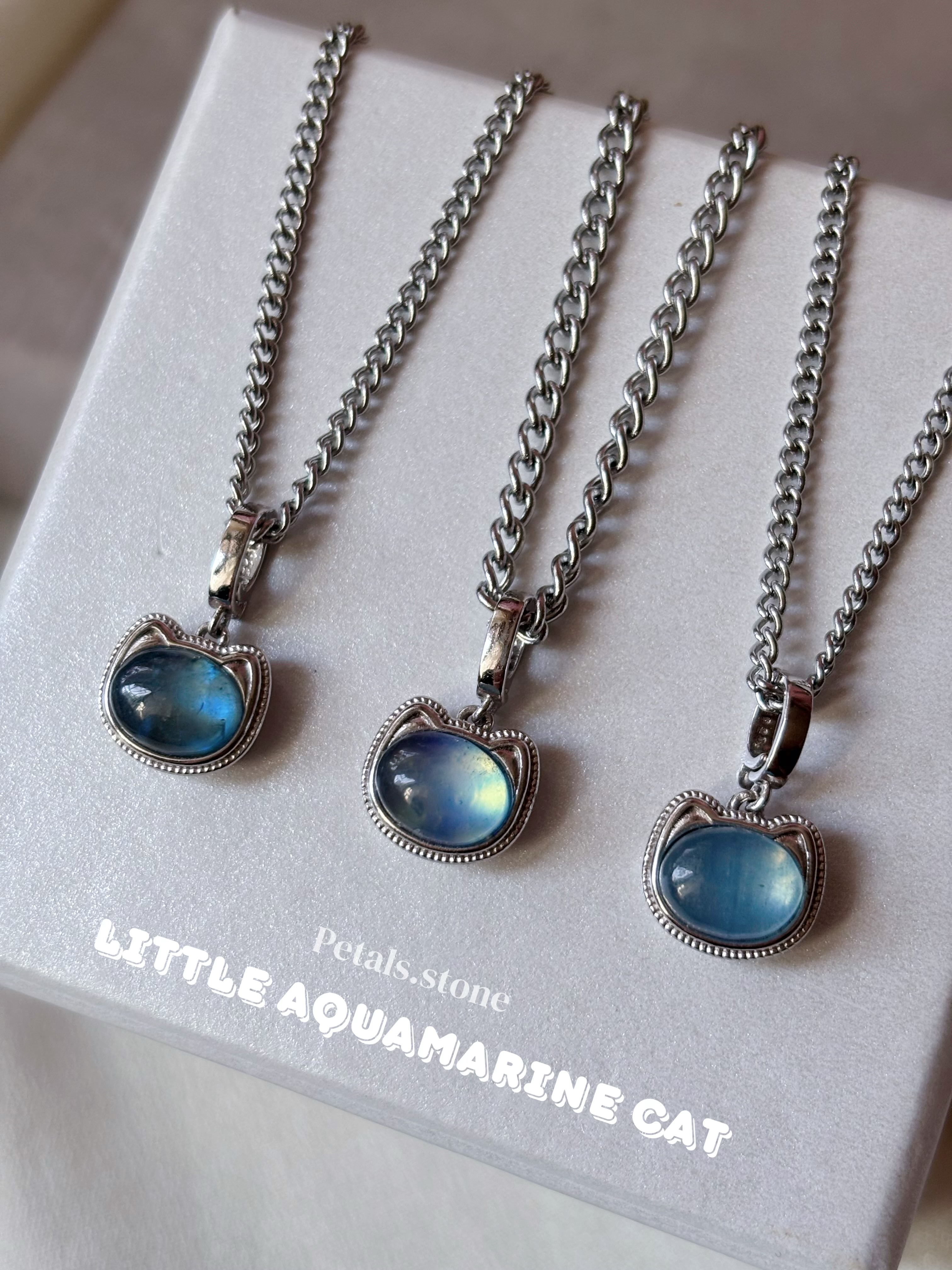  Little Aquamarine Cat | 海藍寶貓貓頸鏈 🐈🩵