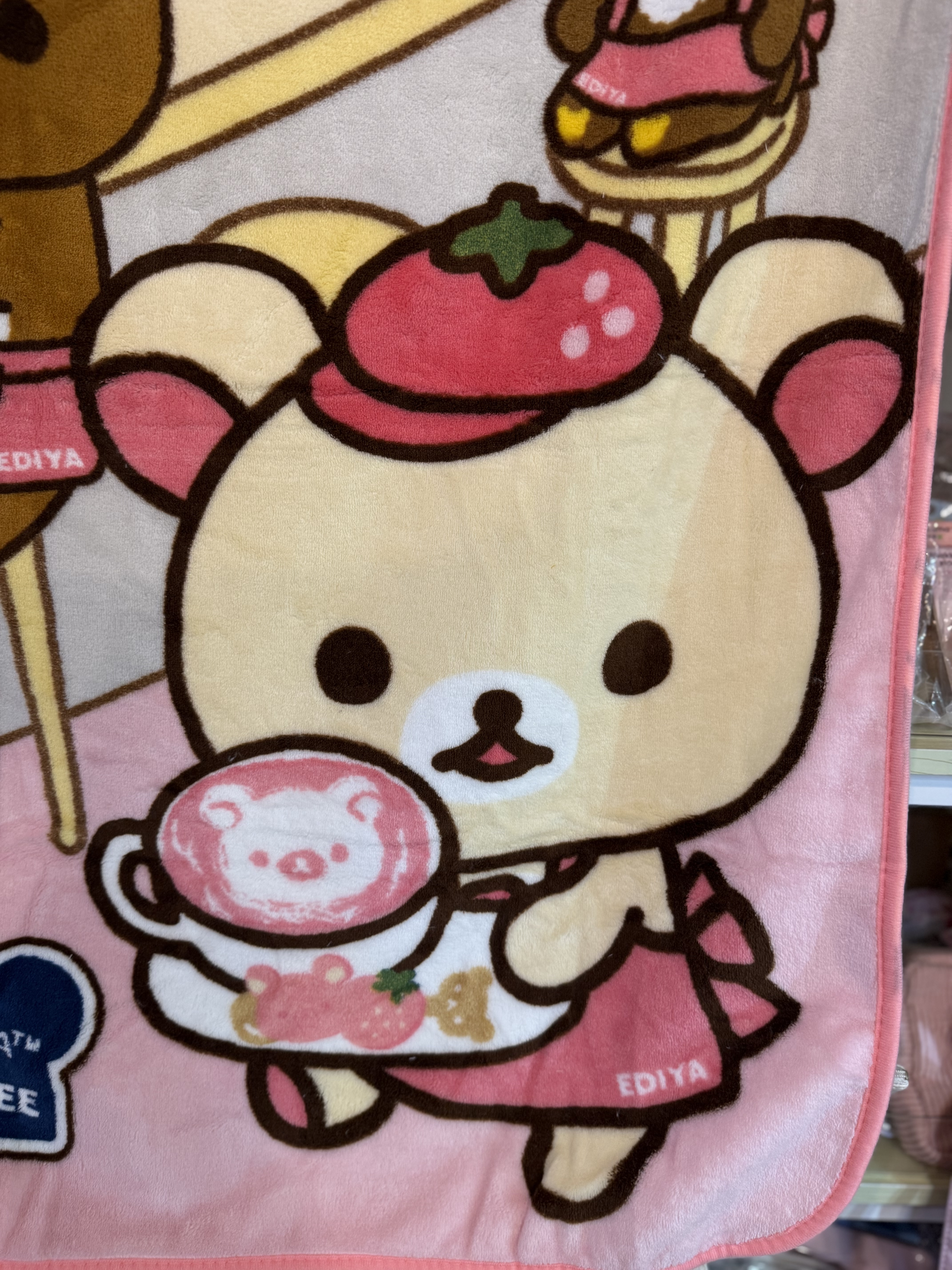 《現貨》全新韓國限定EDIYA COFFEE x Rilakkuma 士多啤梨cate造型毛毯