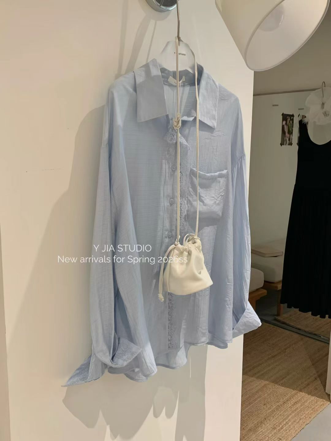 1753 Sheer Lace Shirt & Slip Dress Set Freesize法式蕾丝衬衫+吊带裙套装 