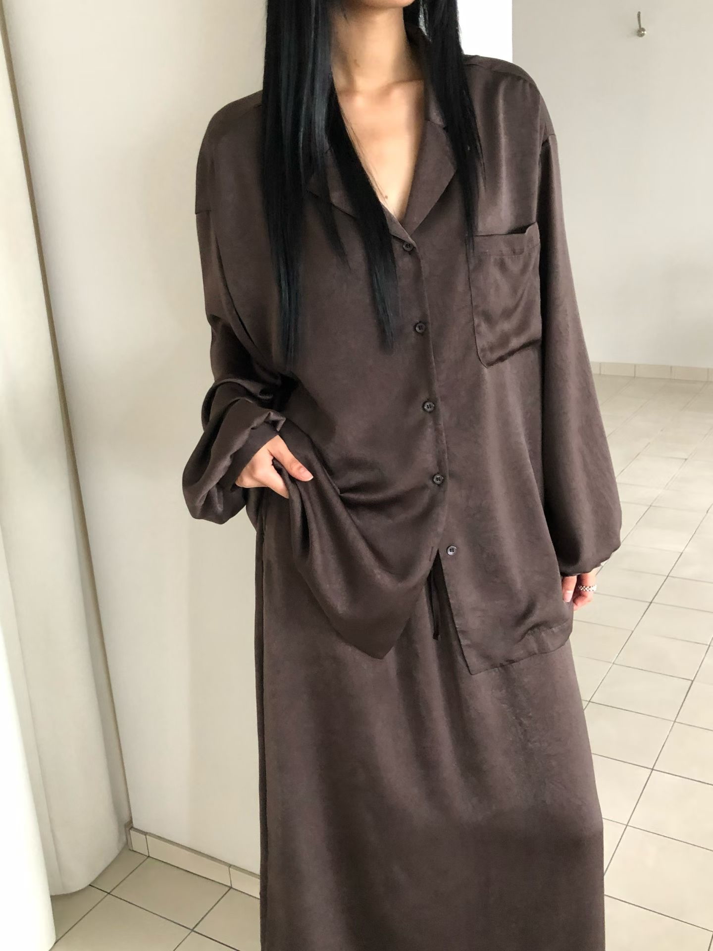 221507 Pocket 滑料長袖恤衫