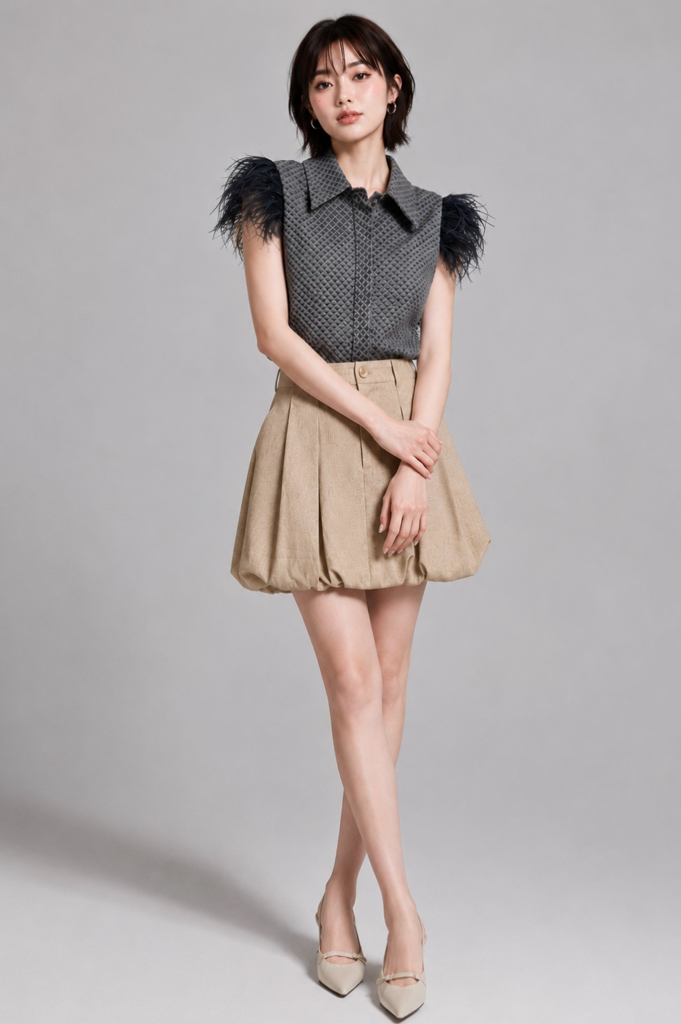 CB2342 Feather Shoulder Top