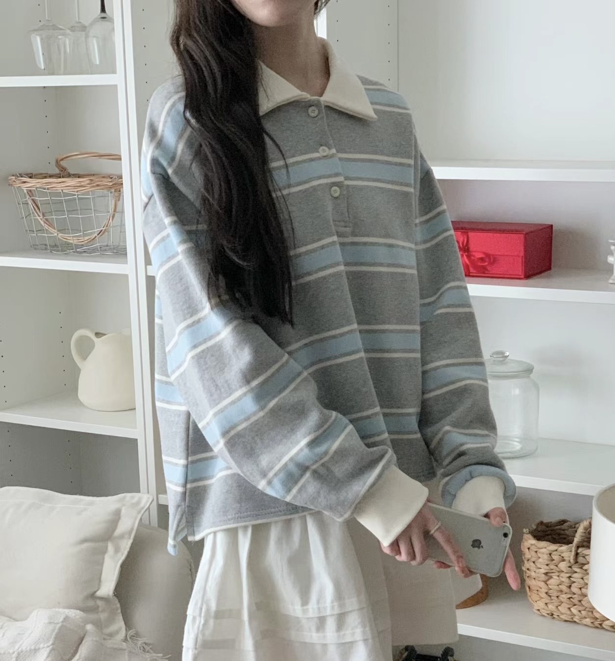 🍂Fall Pre order🍂 撞色間polo領Top