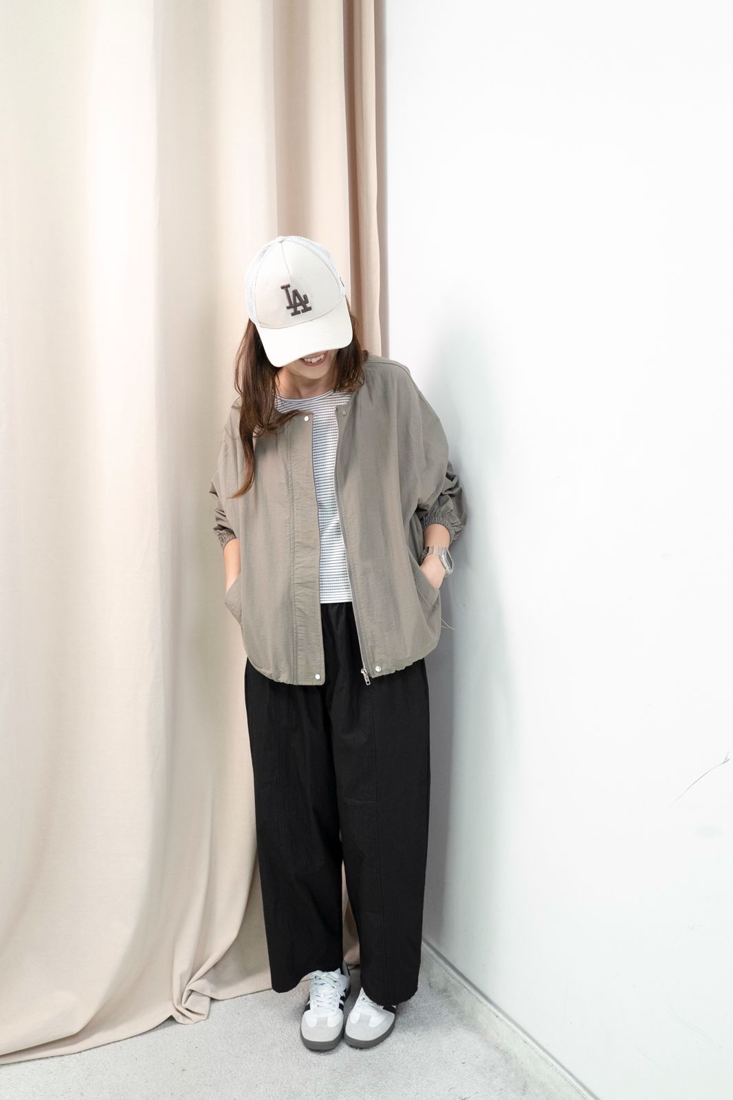 圓領挺身拉鍊外套連背心（軍綠色）