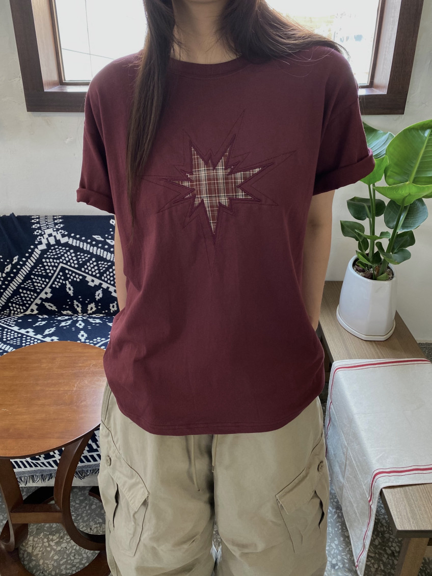 Plaid Star Patchwork Oversized Tee