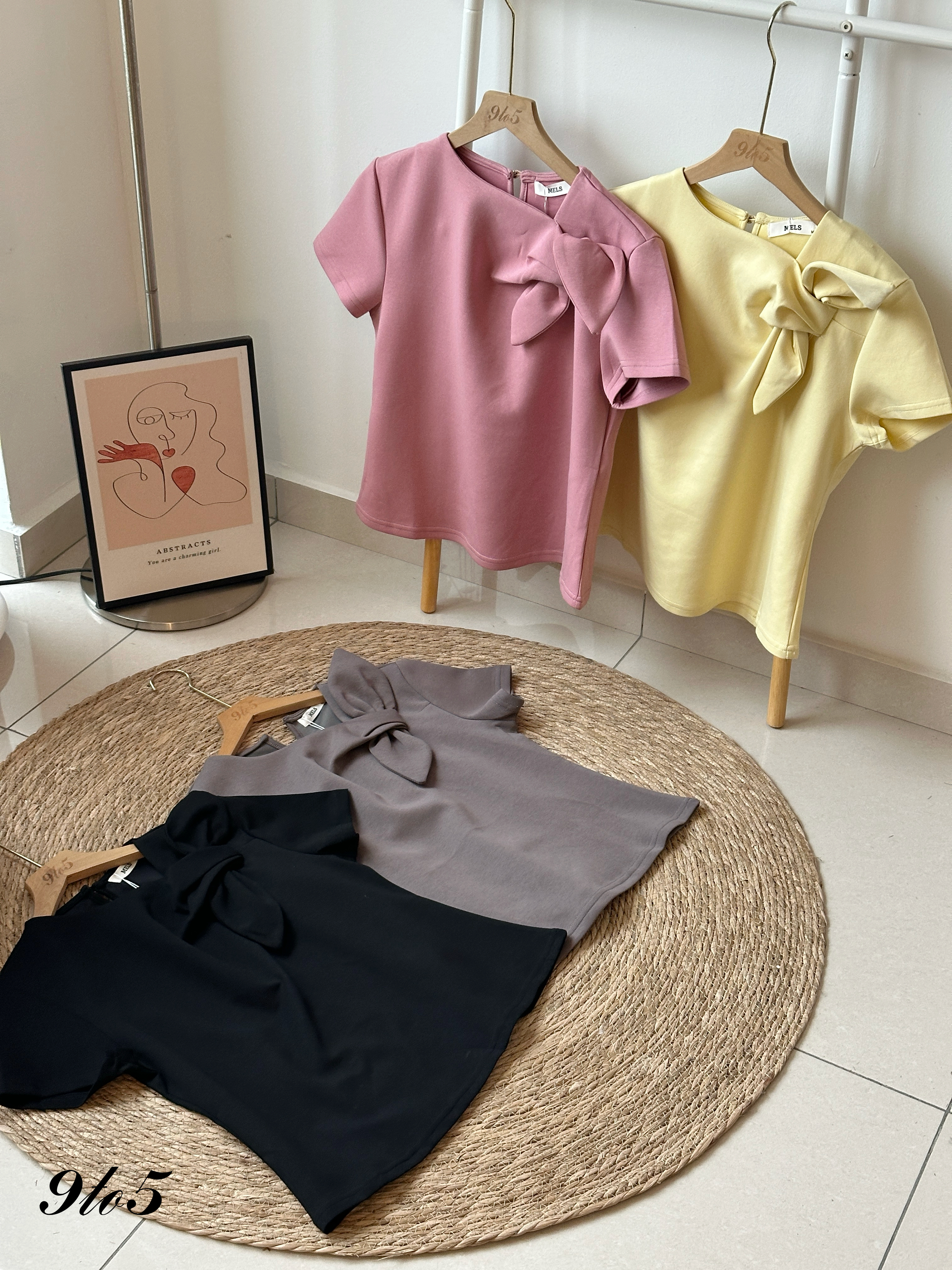 T4152 Irregular Collar Bow Shoulder Top - 4 Colors 