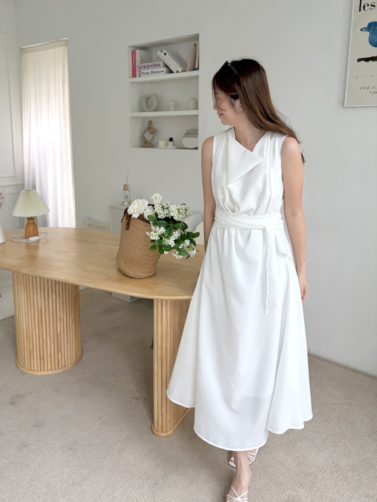Athena Drape Dress (White)