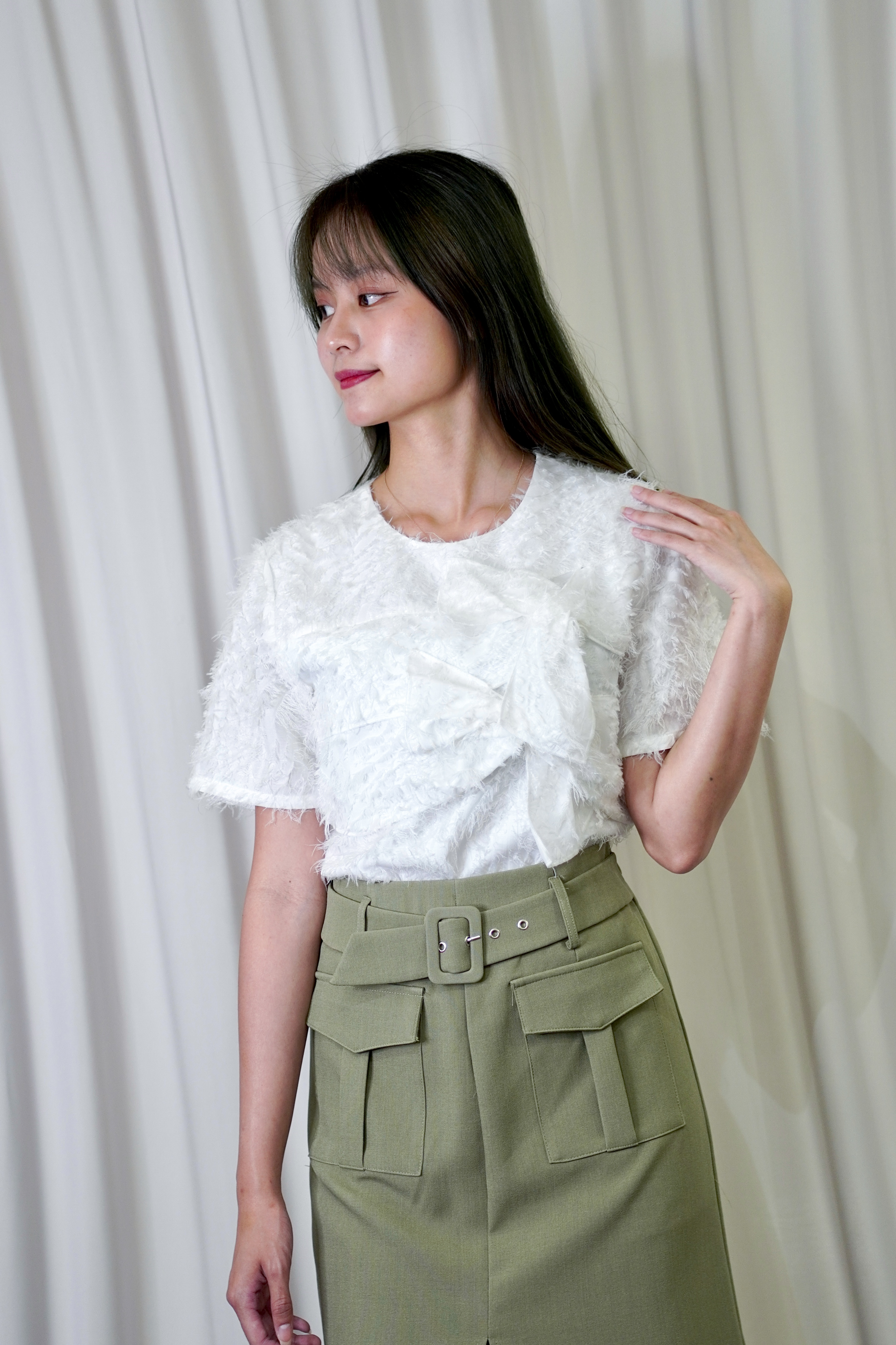 E8188BB Elysian Textured Ribbon Top