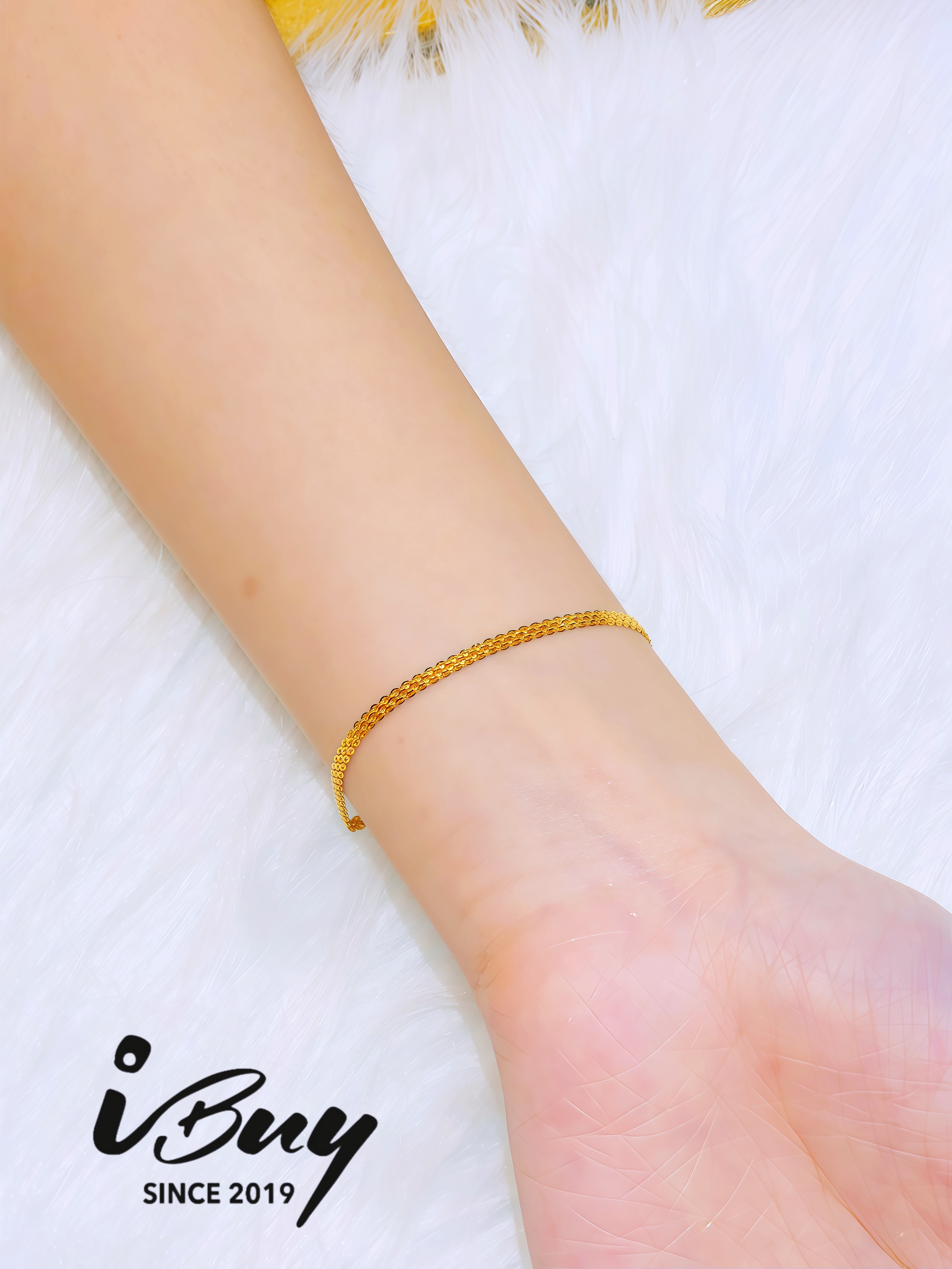 916 GOLD MILAN 3 LINE BRACELET 916 金 米兰3行手链