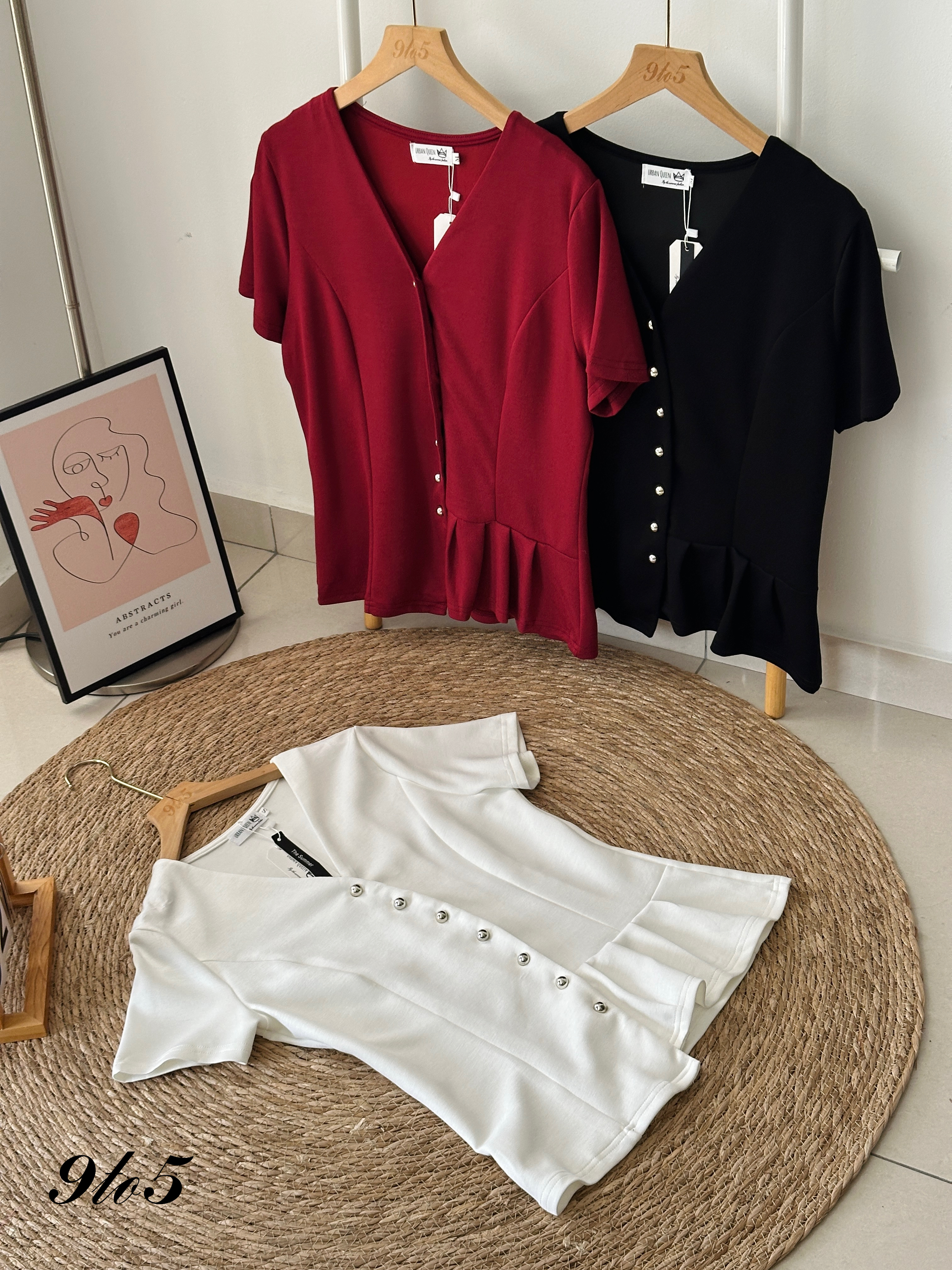 T3944 V Neck Side Pleated Top - 3 Colors