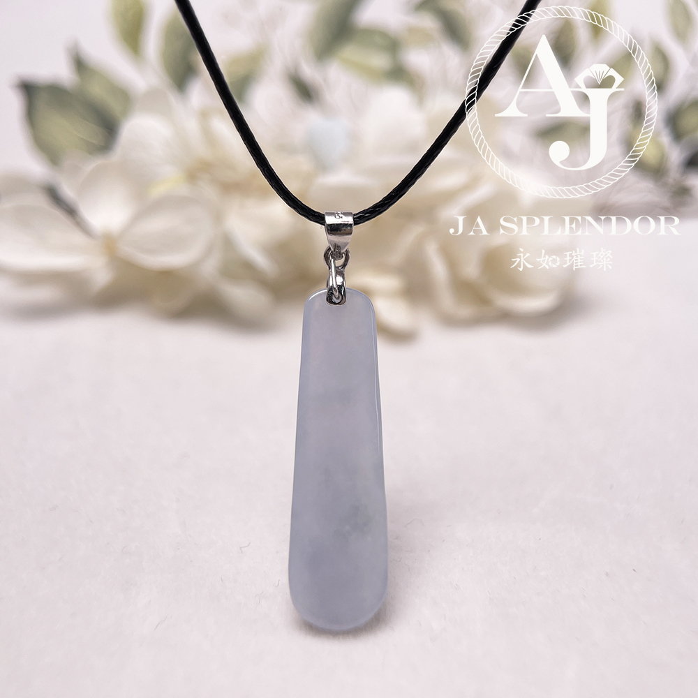 JN-1283 天然翡翠A玉 冰種紫藍平安無事牌吊墜