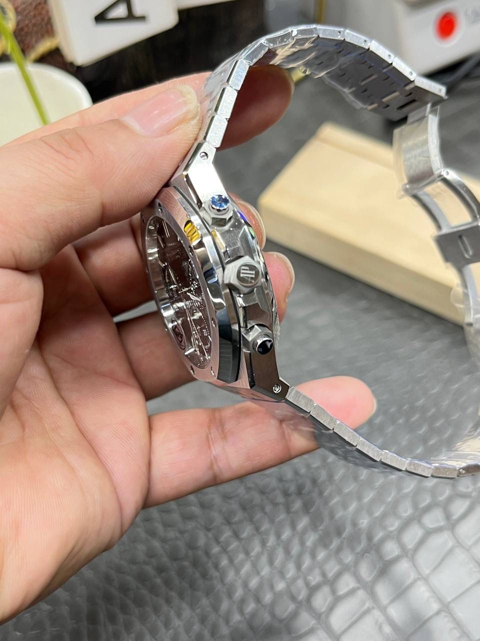 🚀爱彼皇家家橡树26240飞返计时全功能系列/41mm白钢绿面/ 搭载原装开模定制Cal.4401全自动一体机械💯