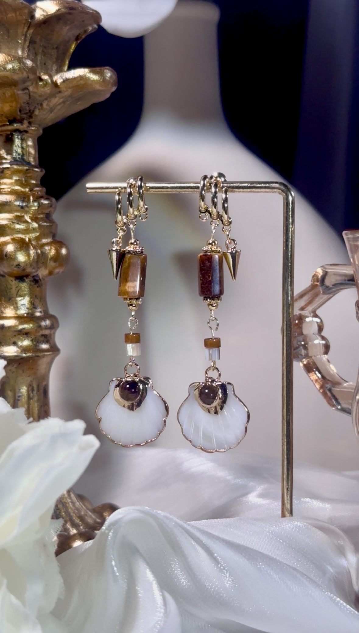 大地貝殼石耳環🐚