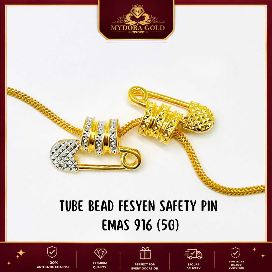 MYDORA Tube Bead Fesyen Safety Pin (5G) l EMAS 916/22K