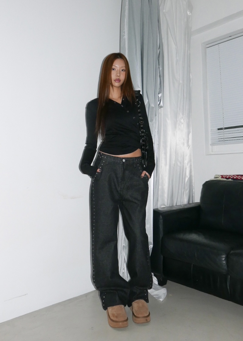 Asymmetric Snap Button Long Sleeve