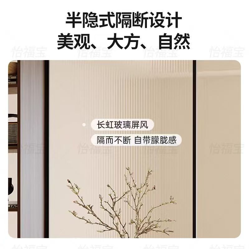 中古风轉角玄關鞋櫃一體櫃 圓弧玻璃屏風間隔 大容量儲物櫃訂造 Shoe cabinet