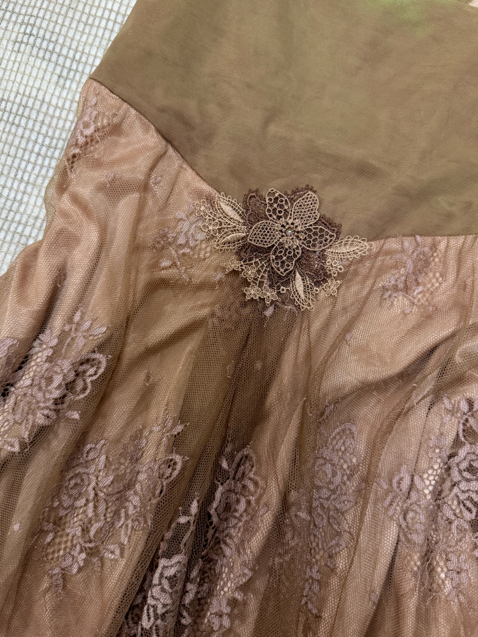 Fairycore Pink Lace Slip Dress with 3D Flower Detail
