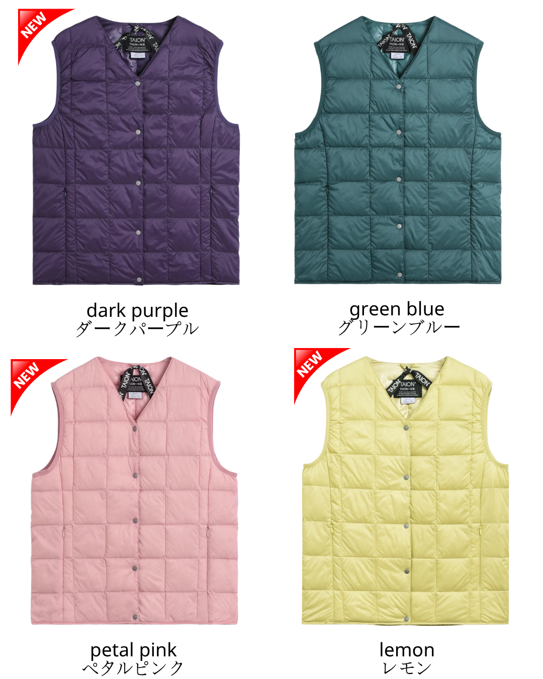 日本代購【 2026年秋冬新產色 日本直送 TAION 女裝經典V領內膽羽絨背心 TAION Women Basic V-Neck Button Inner Down Vest (TAION-W001) 】