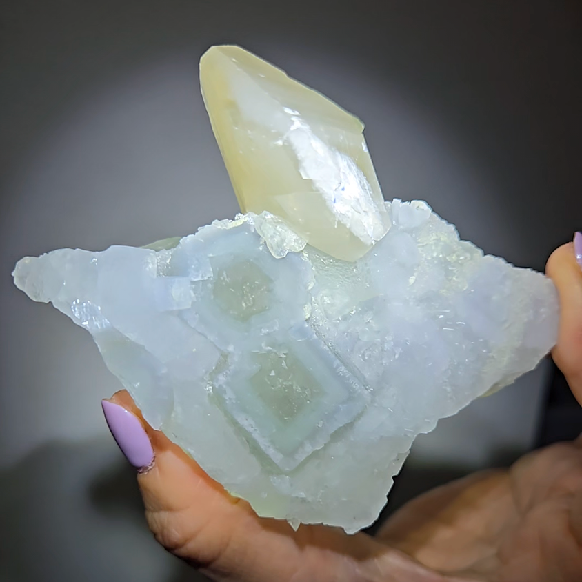 Fluorite with rainbow pagoda calcite - FL353
