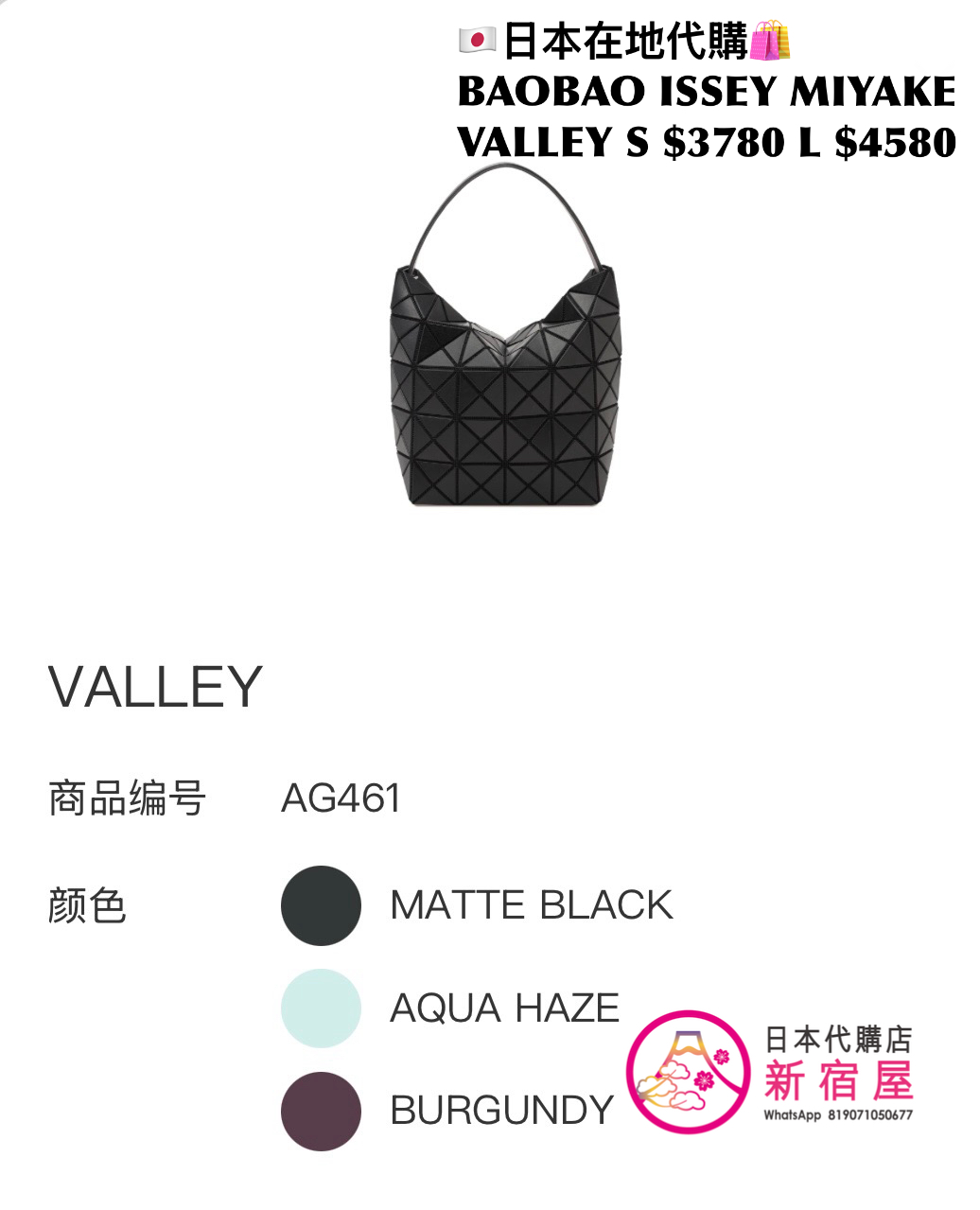 BAOBAO ISSEY MIYAKE VALLEY S/L