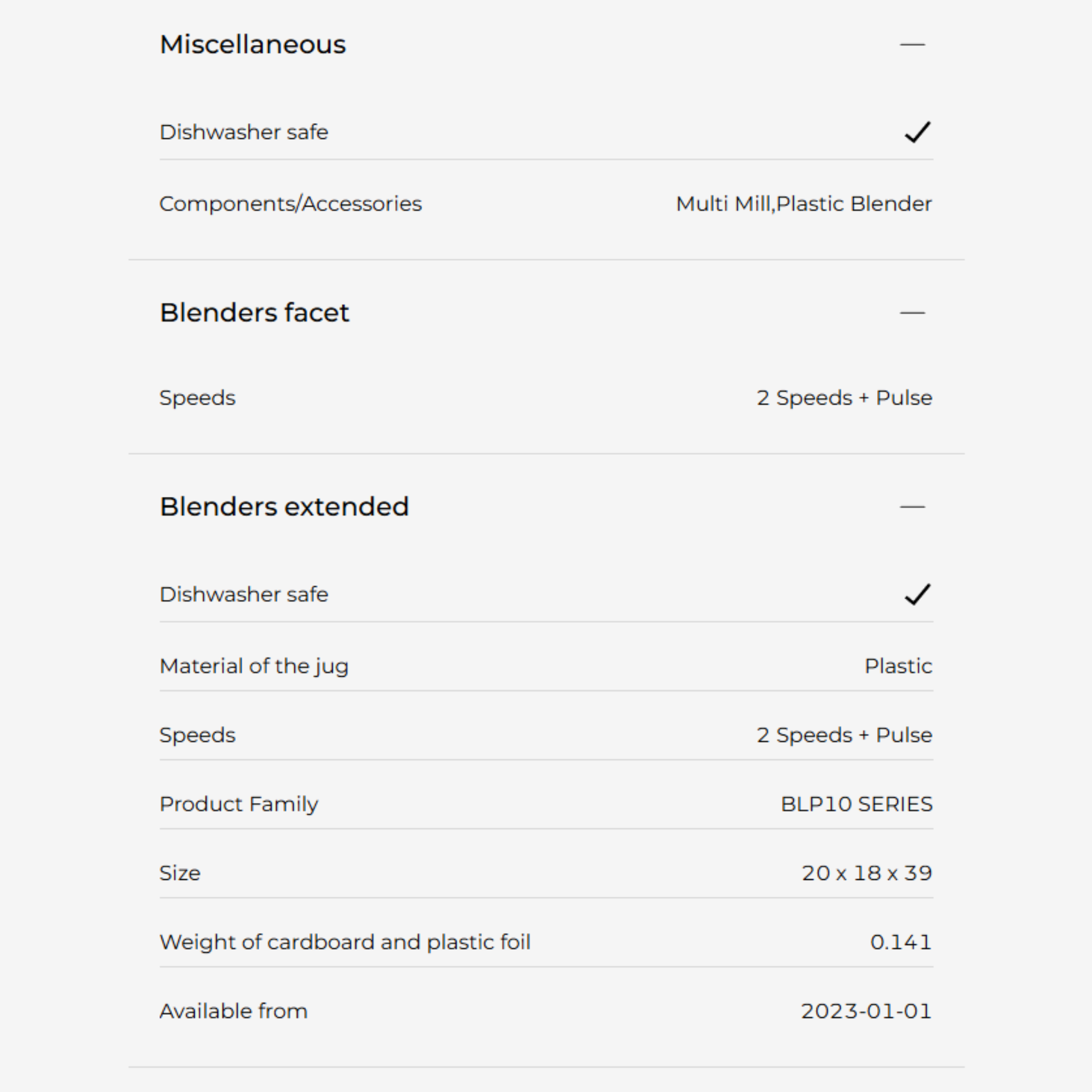 Kenwood 1.5L 400W Blender with Mill White (BLP10.A0WH)