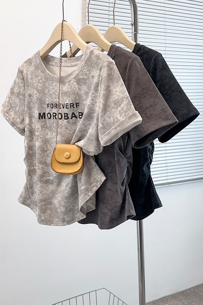 B119(36919) 韩系扎染FOREVER MOROBABY腰褶皱3色上衣