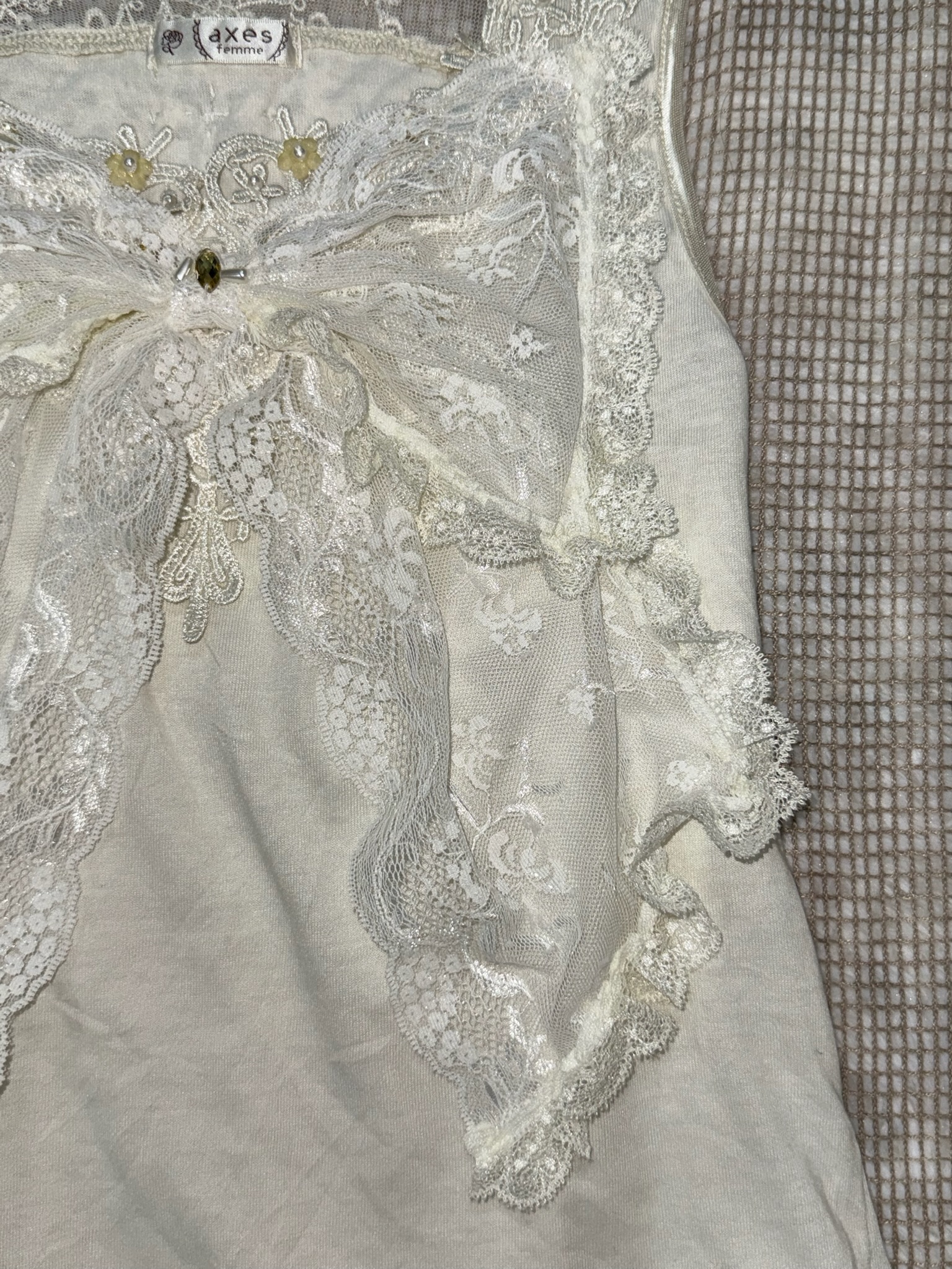 Axes Femme Dollcore Big Bow Layered Lace Hem Tunic Tank