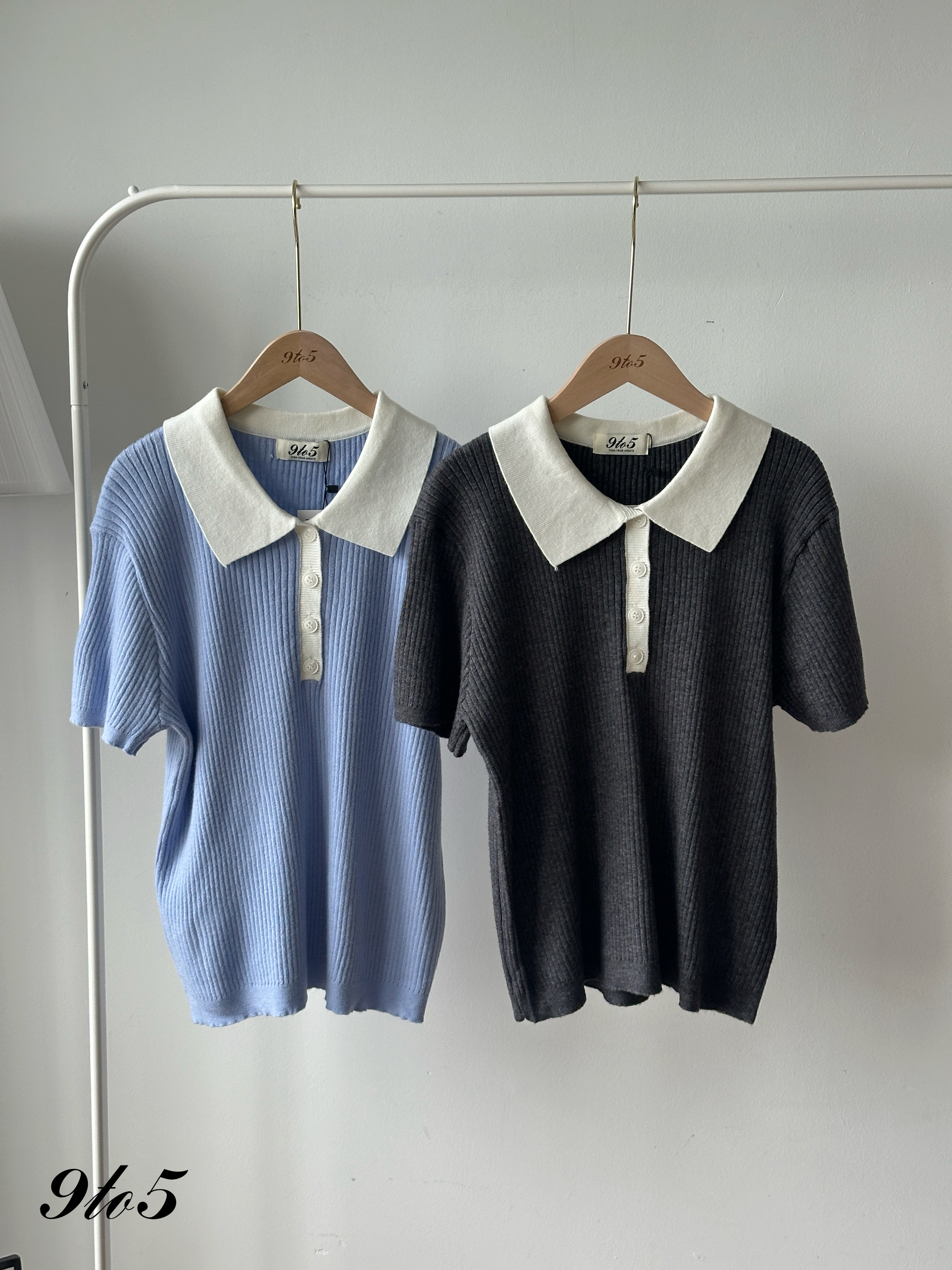 T4285 Contrast Knit Polo Tee - 4 Colors 