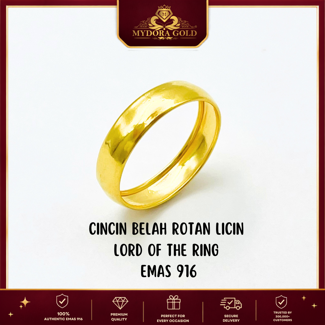 MYDORA Cincin Belah Rotan Licin | Lord of the Ring | EMAS 916/22k