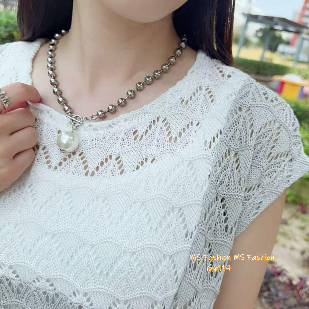 G6114 韓國🇰🇷拼色針織top set