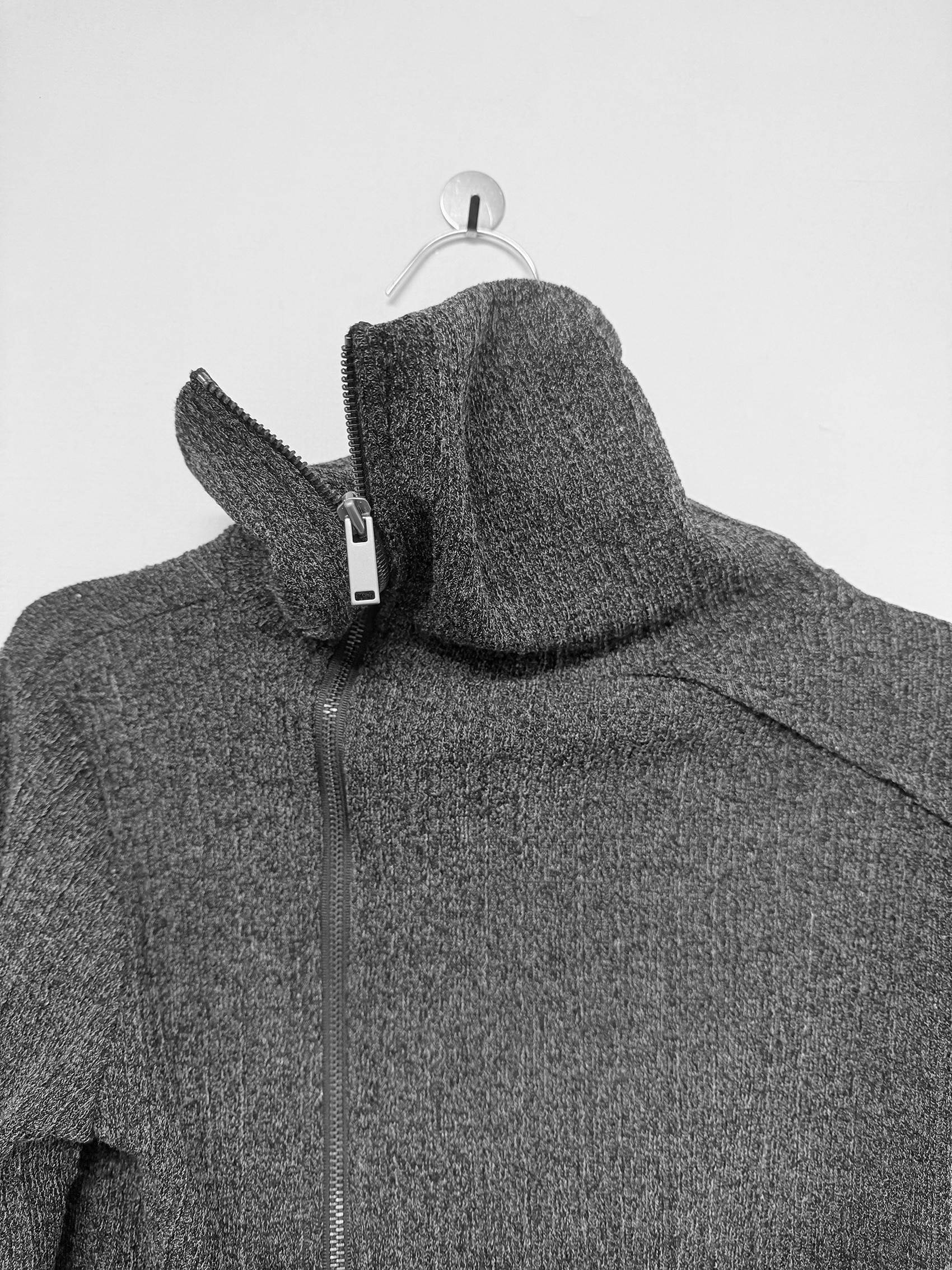 Asymmetric Zip-Up Ribbed Jacket