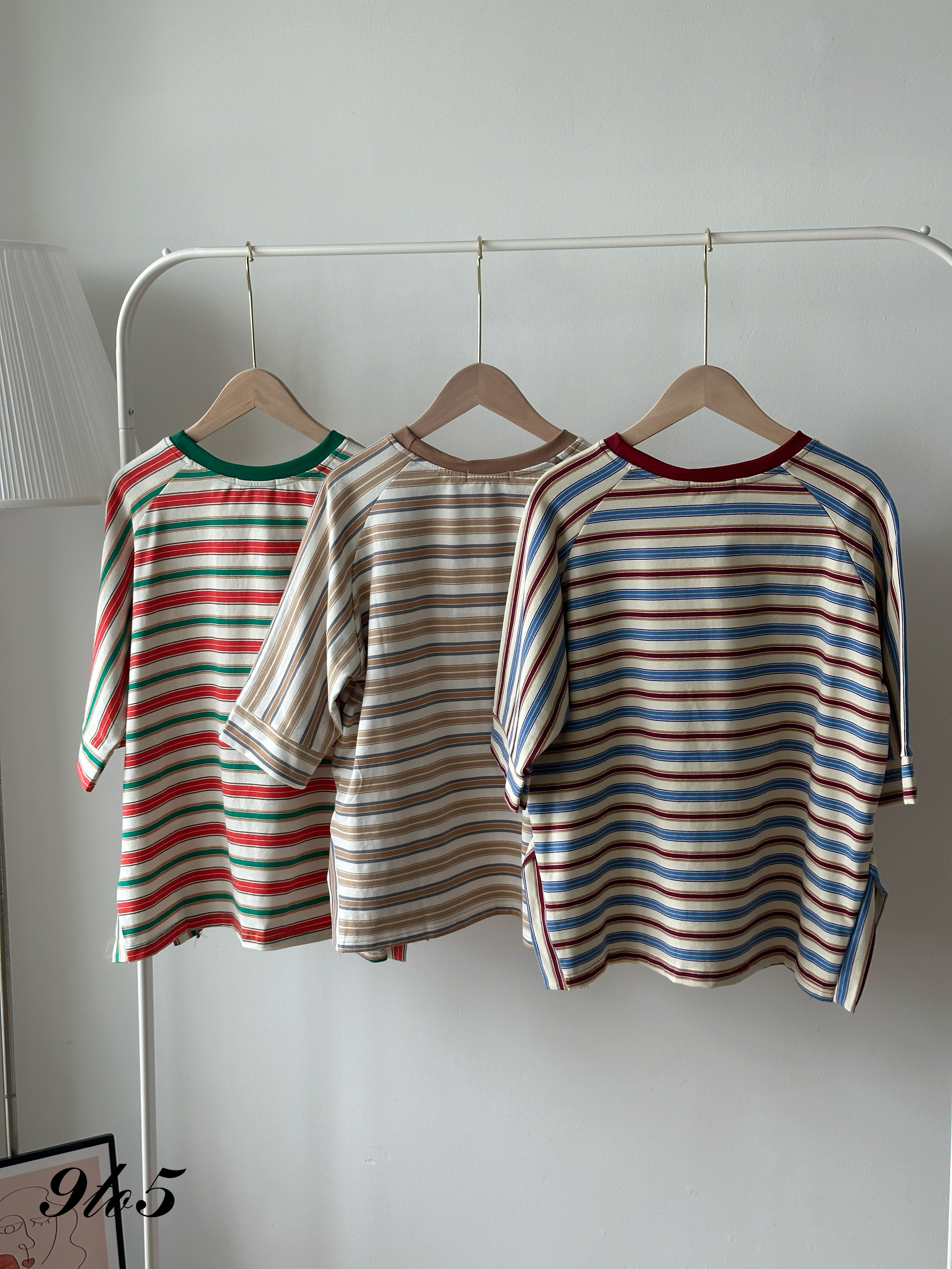 T4418 Contrast Stripe Oversized Tee - 3 Colors 