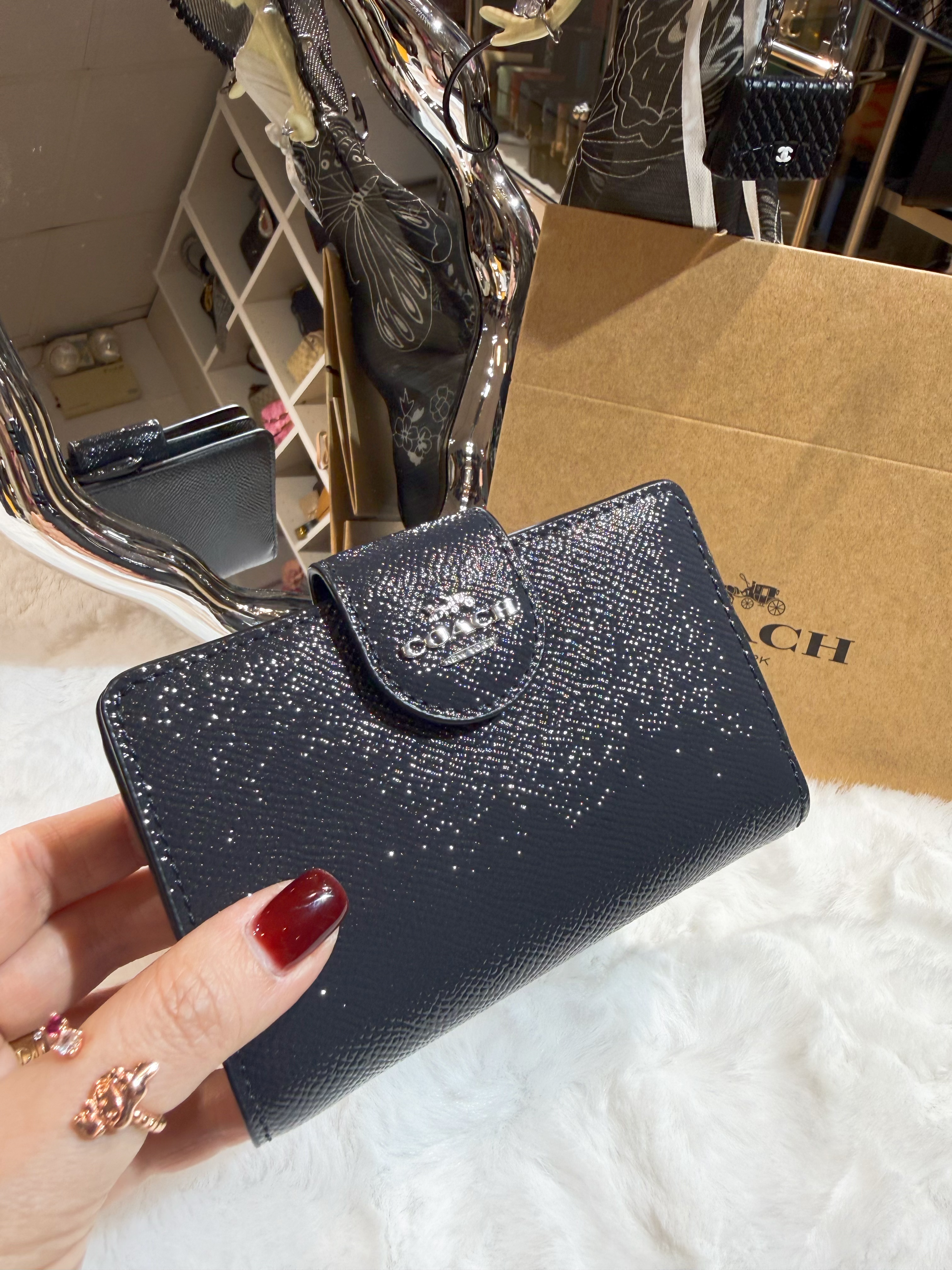 Coach medium wallet pat/navy/s