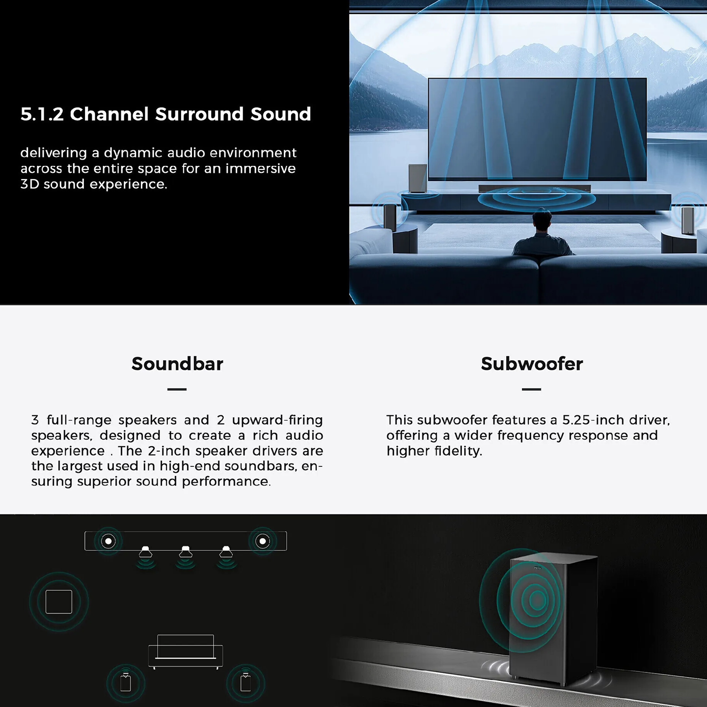 Haier 5.1.2ch Dolby Atmos Soundbar with Wireless Subwoofer (HSD512S6)