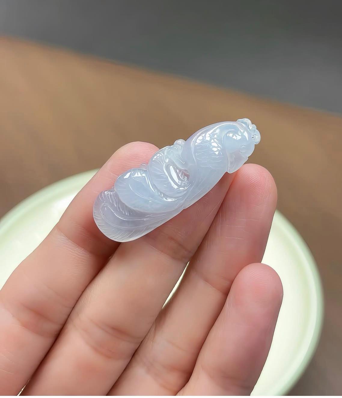 冰種翡翠鸚鵡吊墜