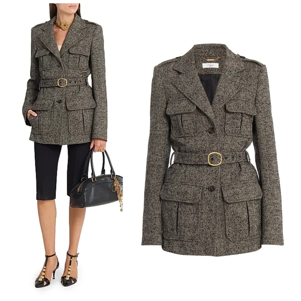 【頂級原單】Chloé Utilitarian Jacket In Chevron Wool 羊毛外套